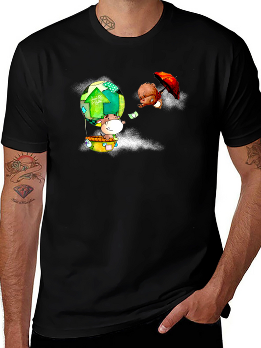 Cartoon Animal Print Black T-Shirt