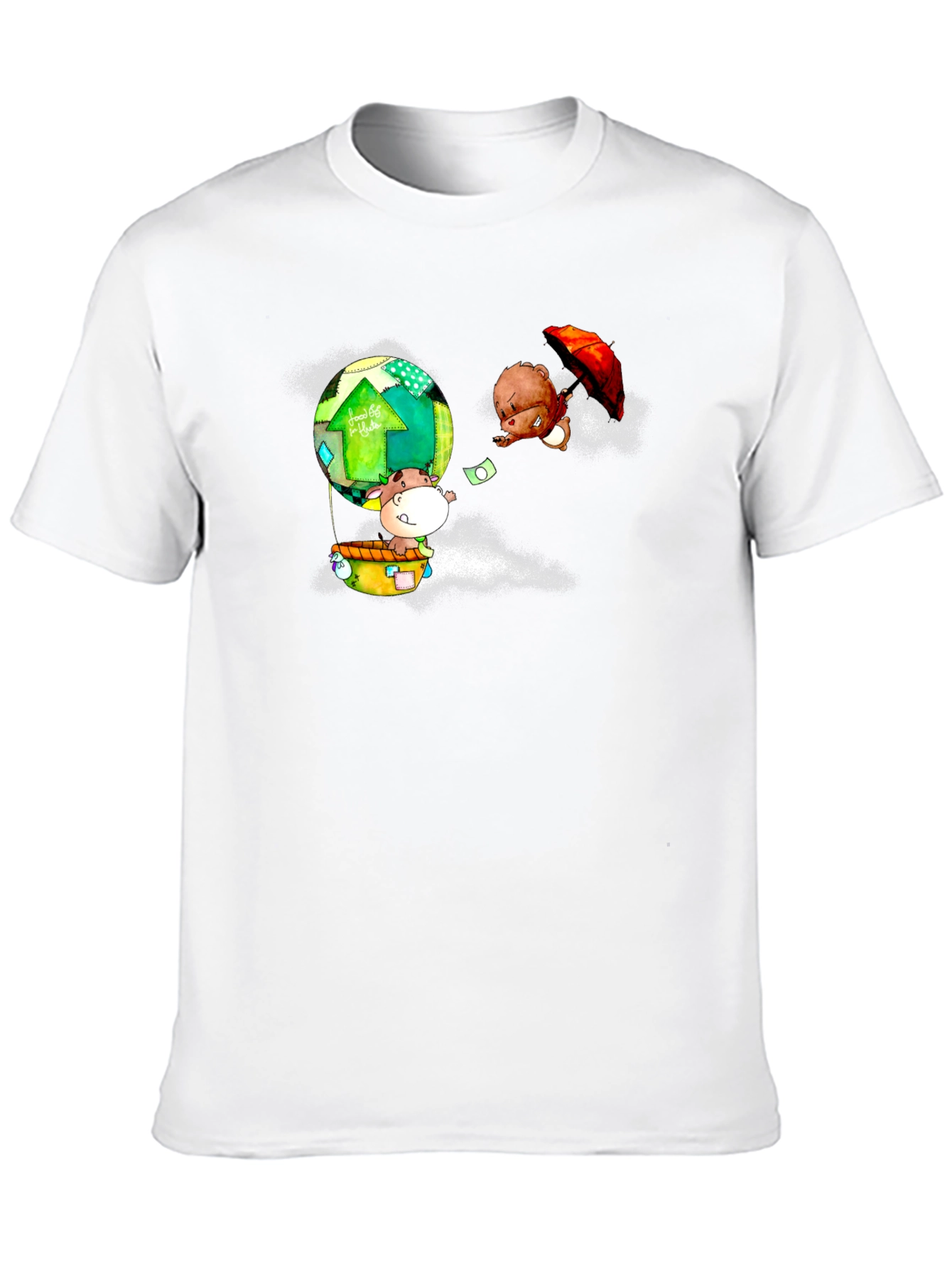 Cartoon Animal Print Black T-Shirt