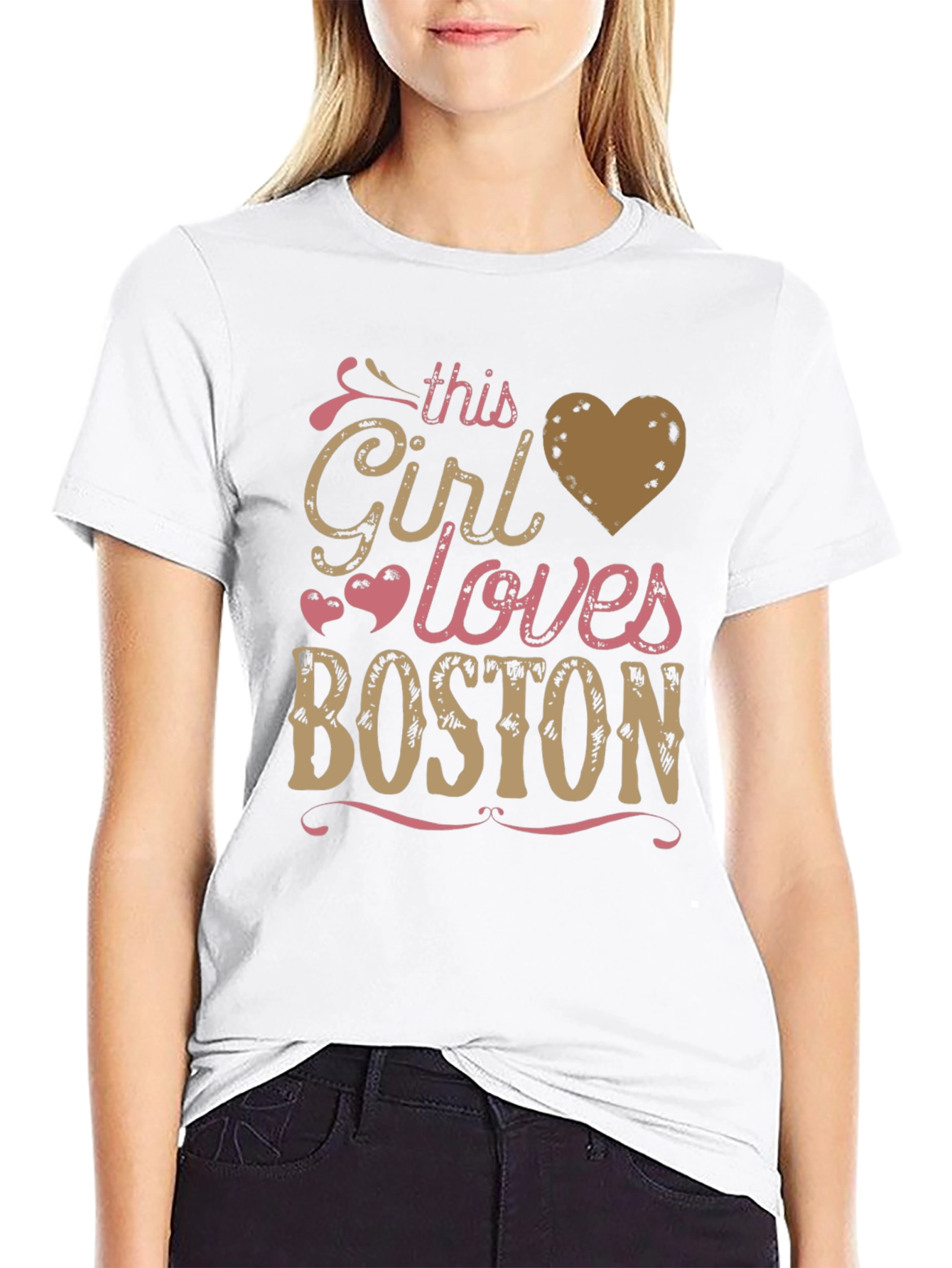 This Girl Loves Boston Graphic T-Shirt