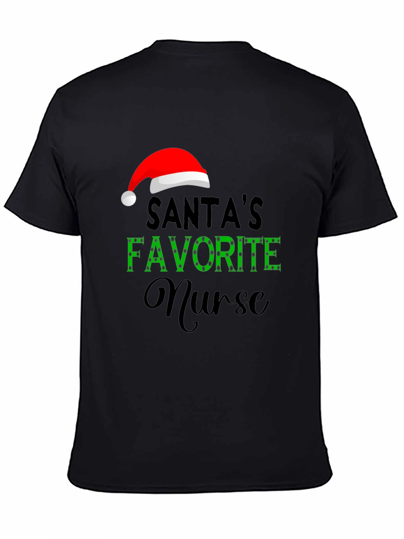 Santas Favorite Nurse Graphic T-Shirt - Holiday Apparel