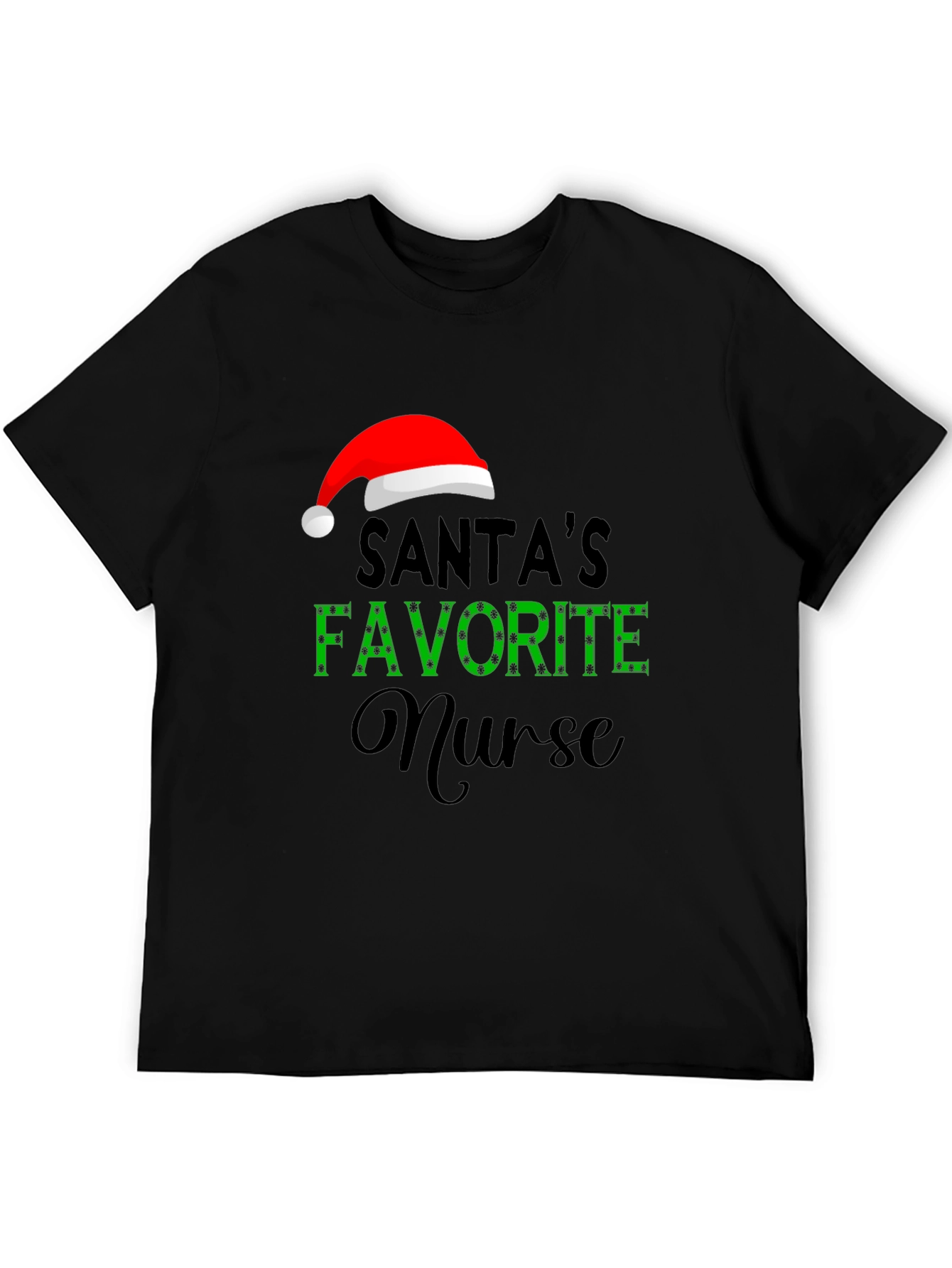Santas Favorite Nurse Graphic T-Shirt - Holiday Apparel