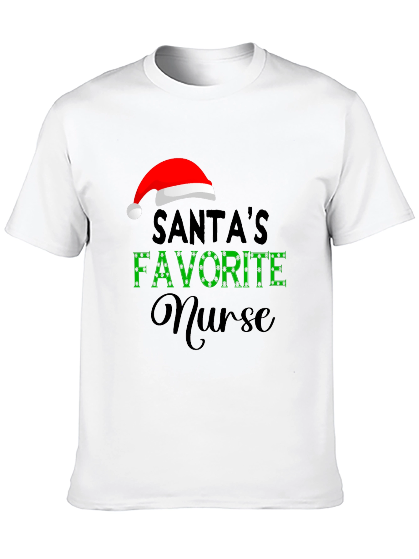 Santas Favorite Nurse Graphic T-Shirt - Holiday Apparel