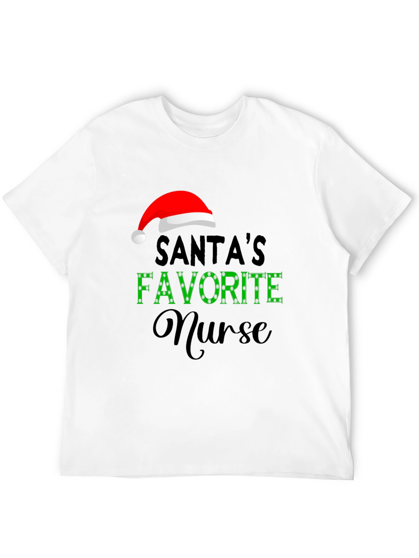 Santas Favorite Nurse Graphic T-Shirt - Holiday Apparel