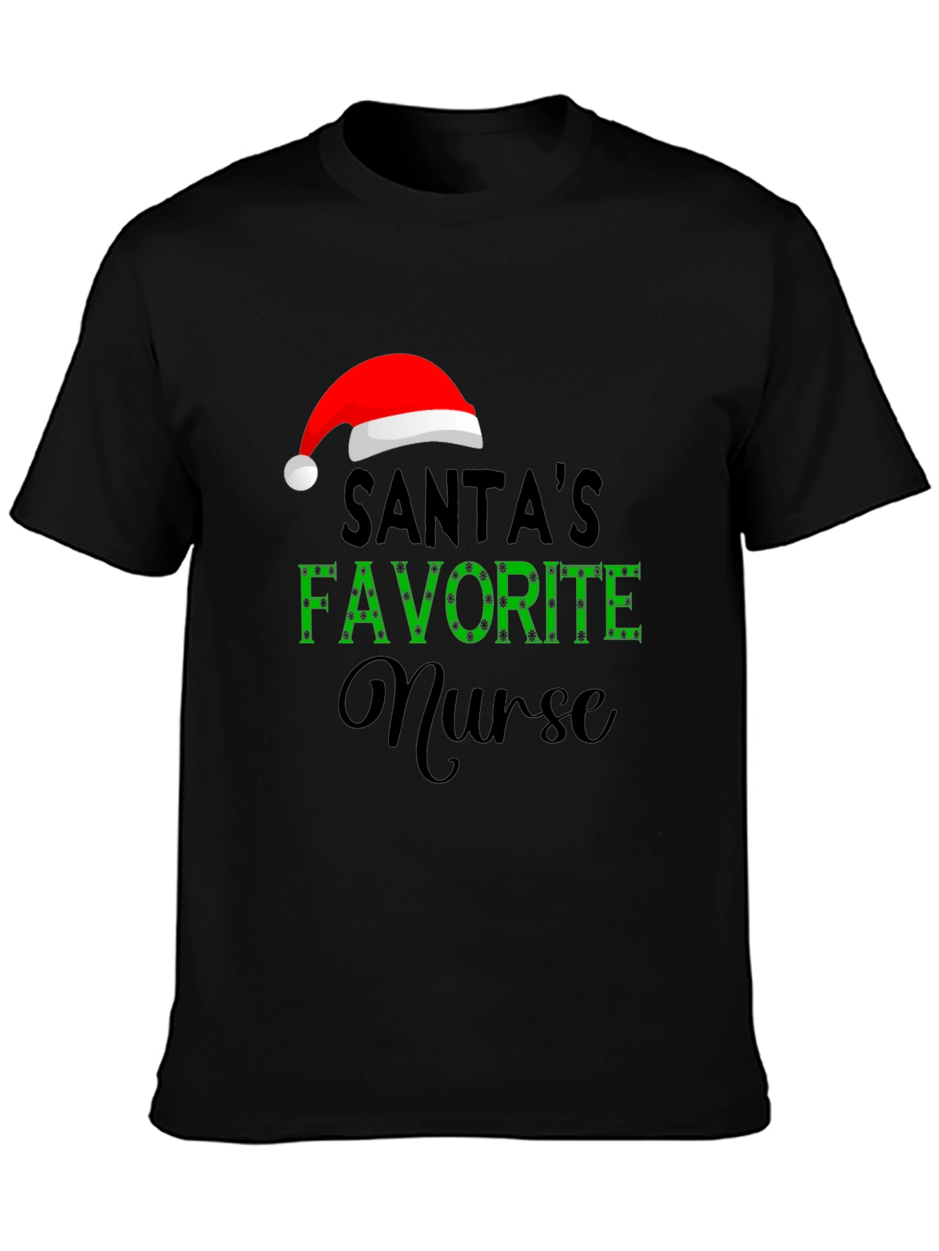 Santas Favorite Nurse Graphic T-Shirt - Holiday Apparel