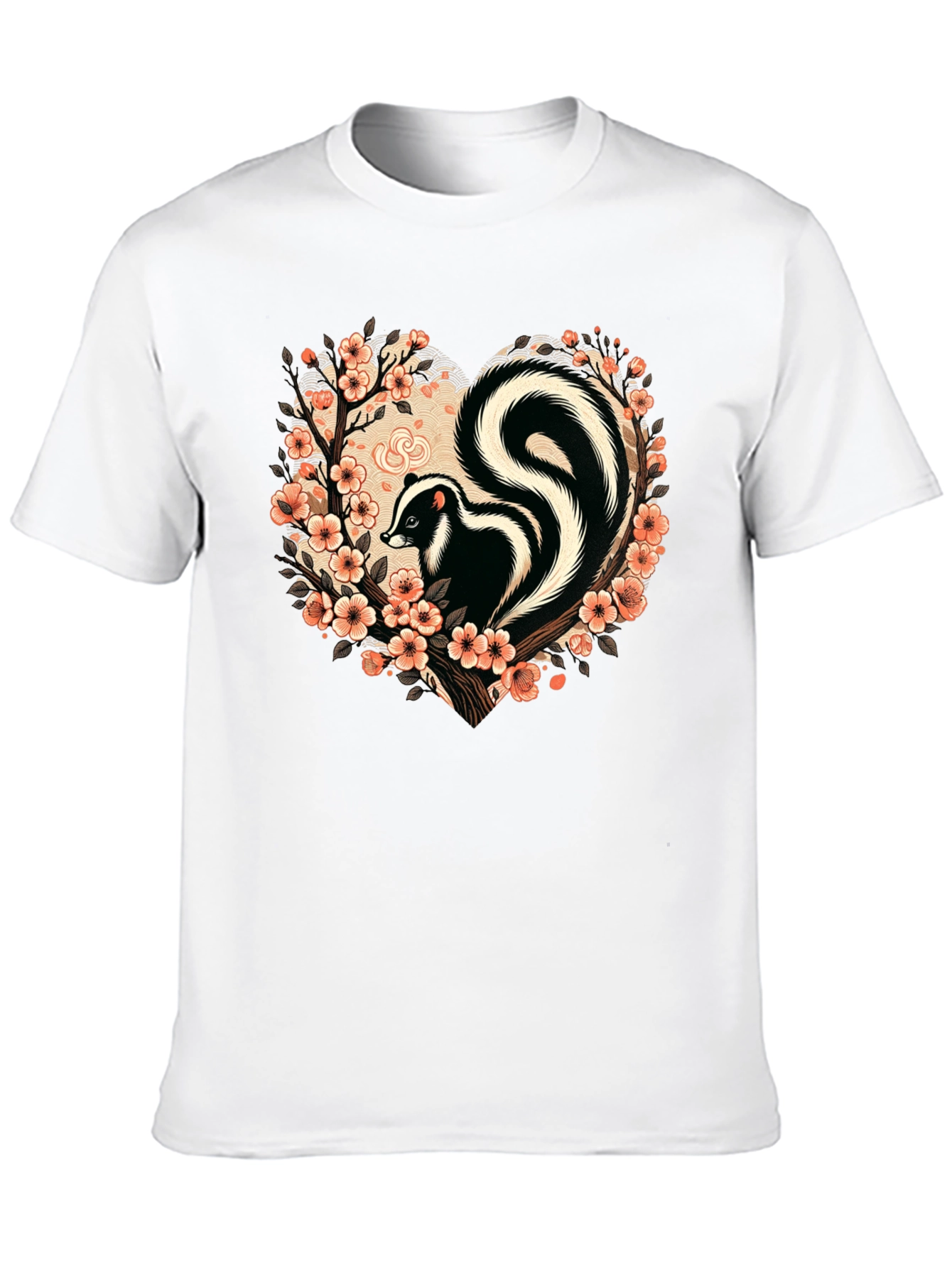 Skunk Floral Heart T-Shirt - Stylish Animal Tee