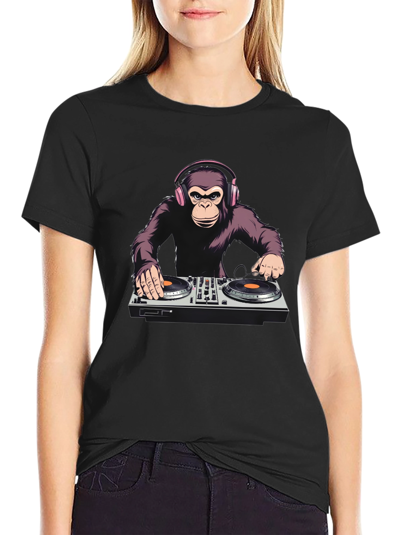 DJ Monkey T-Shirt - Black Graphic Tee