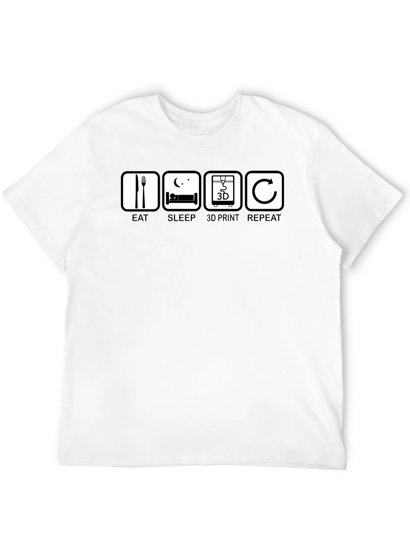 Eat Sleep 3D Print Repeat Black T-Shirt