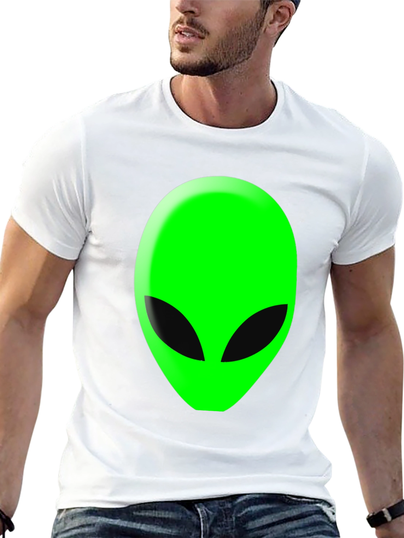 Alien Head Graphic T-Shirt - Black