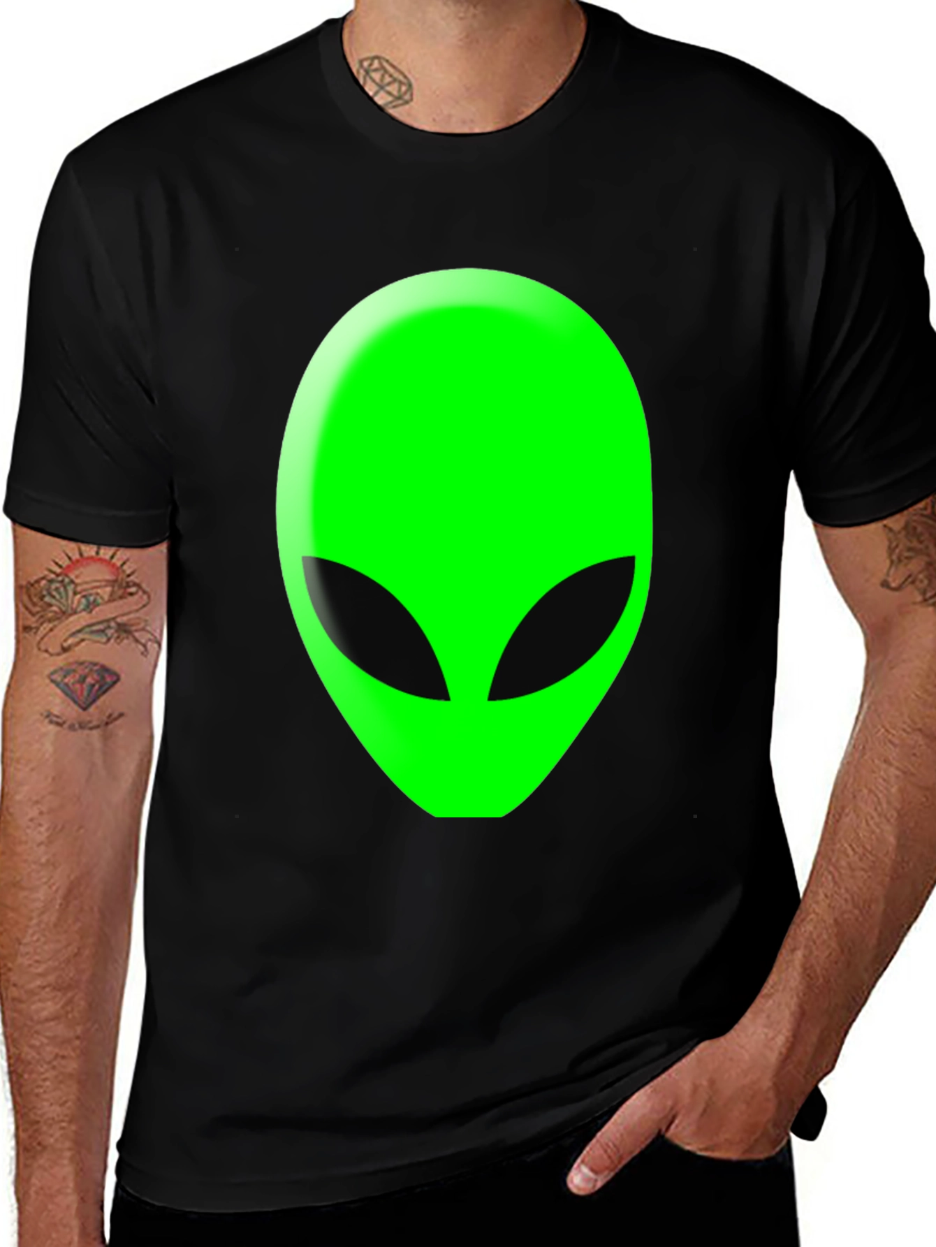 Alien Head Graphic T-Shirt - Black