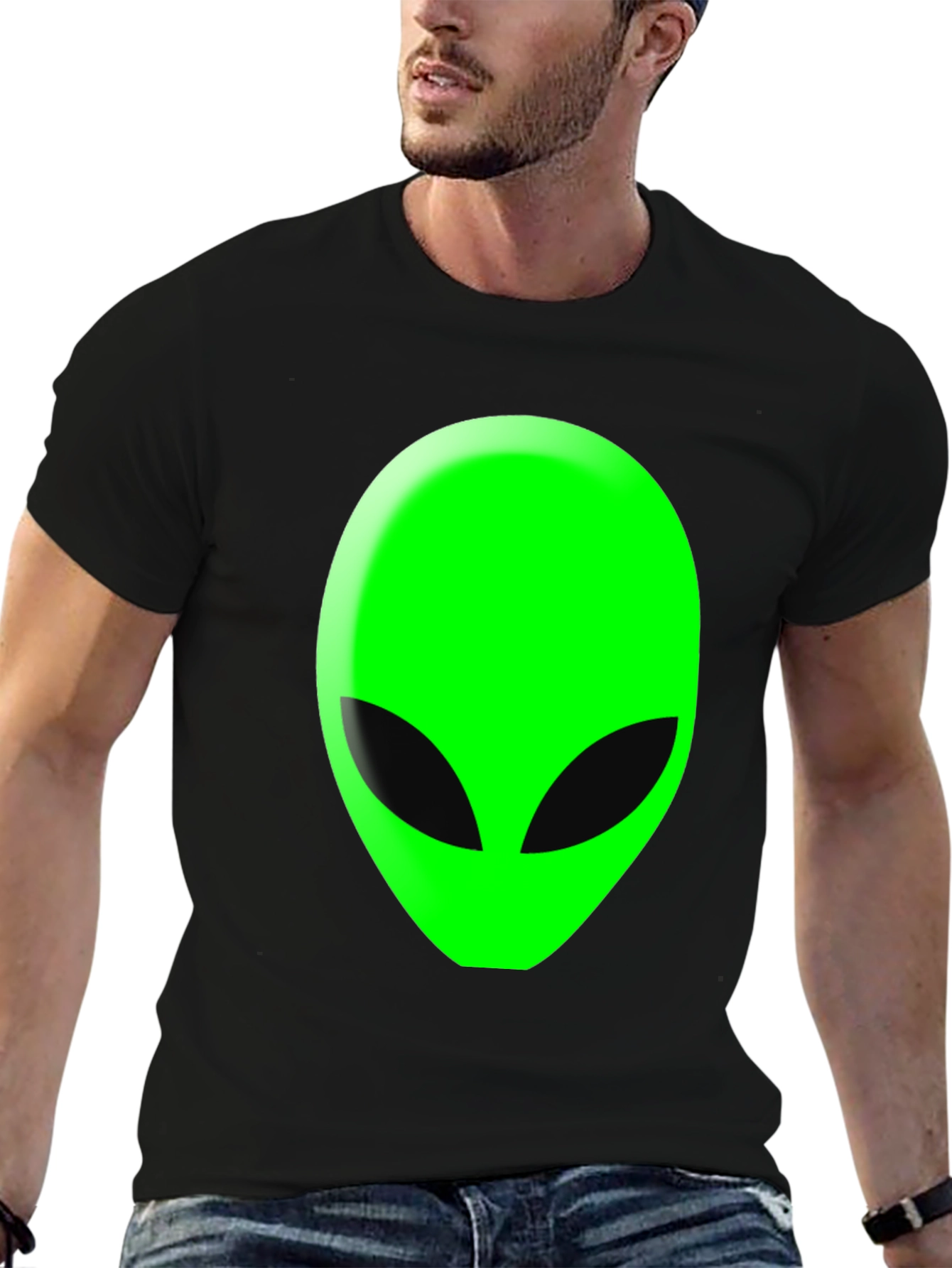 Alien Head Graphic T-Shirt - Black