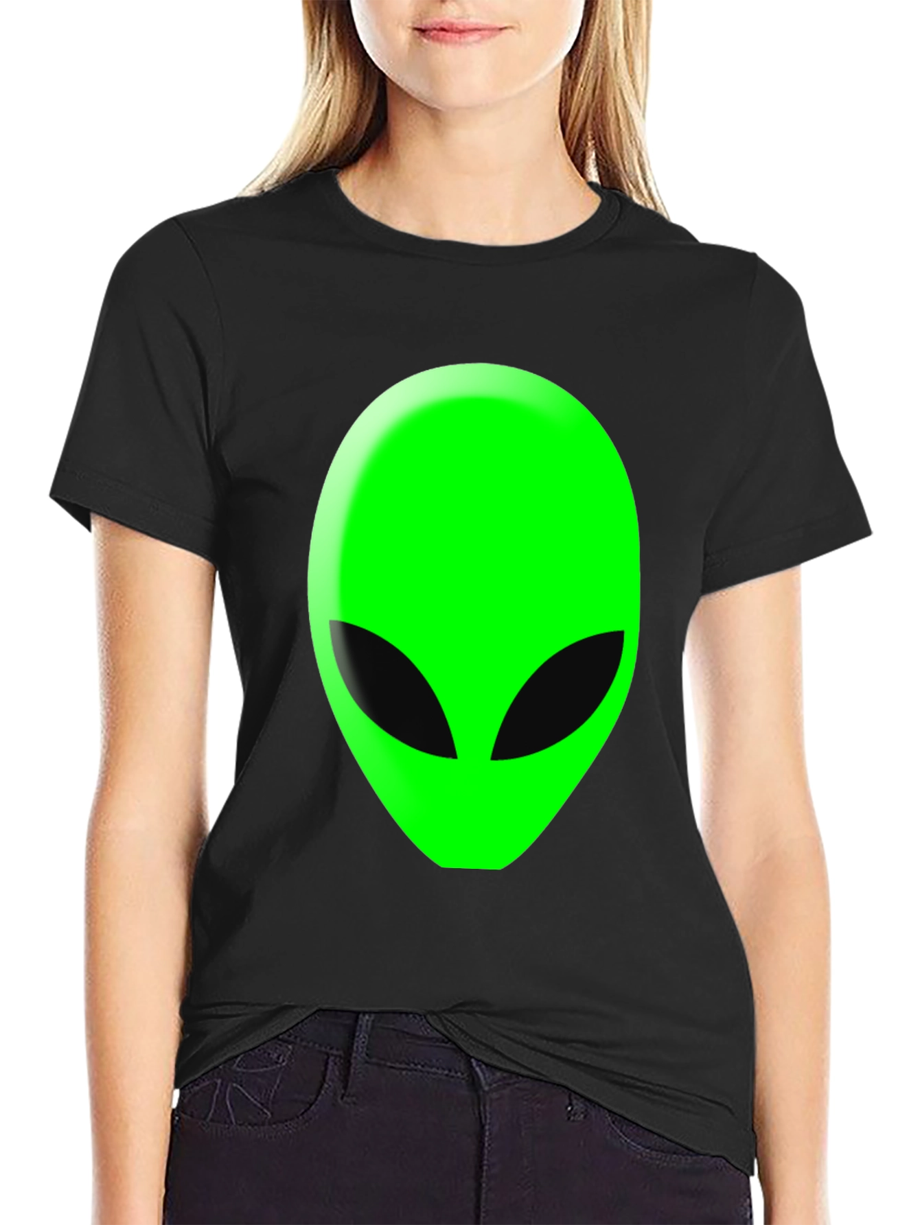 Alien Head Graphic T-Shirt - Black