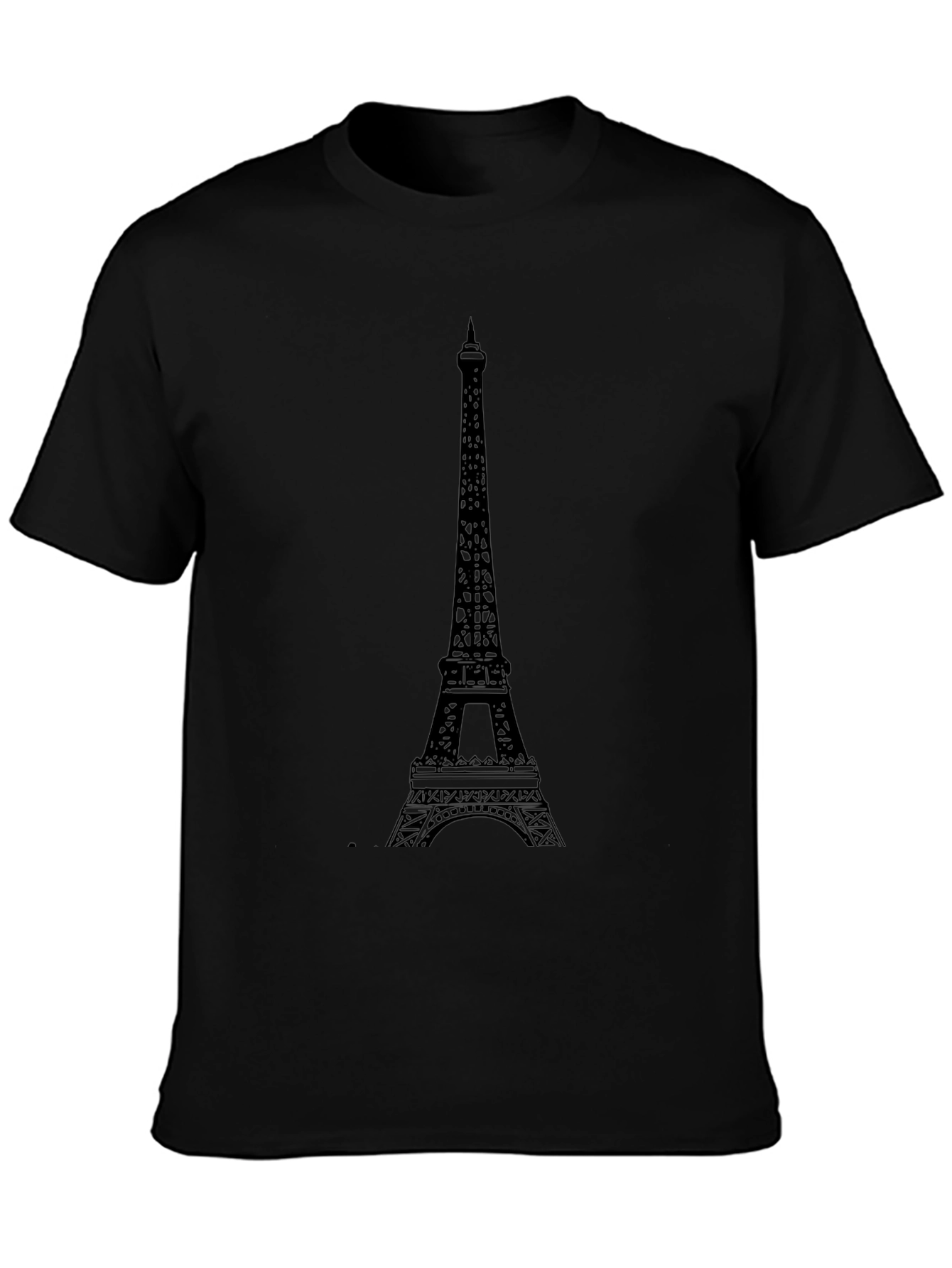 Eiffel Tower Graphic Tee - Black Cotton T-Shirt