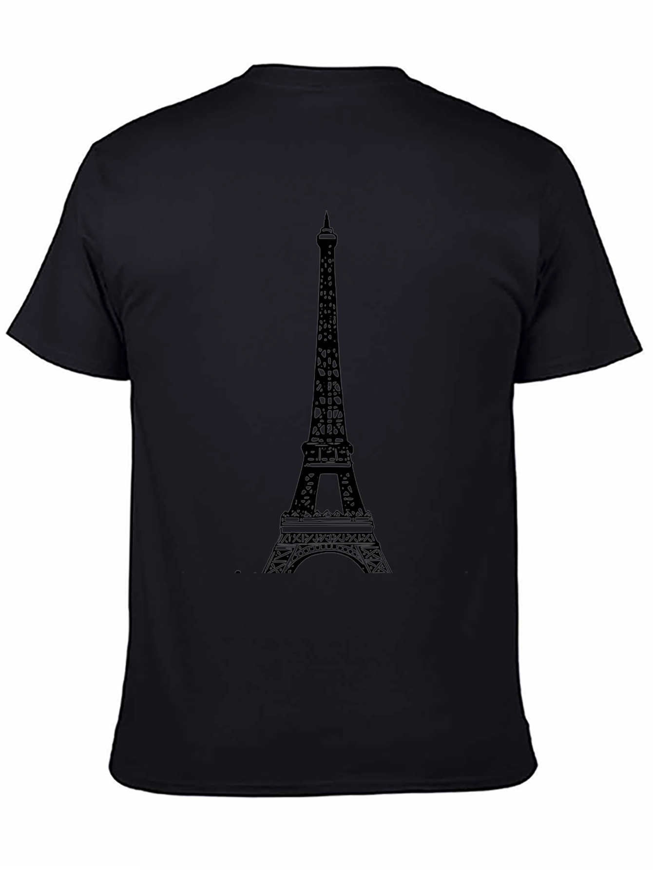Eiffel Tower Graphic Tee - Black Cotton T-Shirt