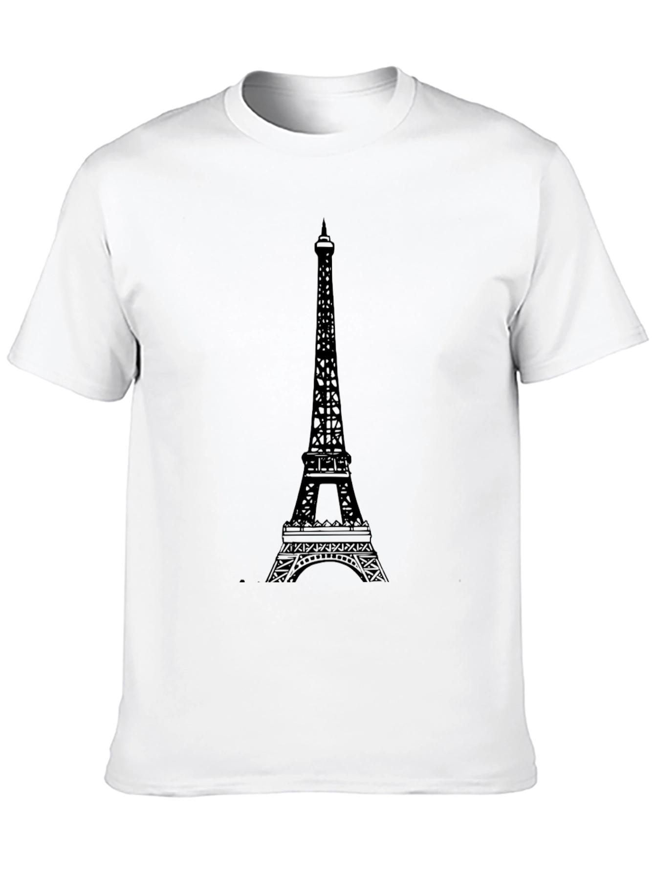 Eiffel Tower Graphic Tee - Black Cotton T-Shirt