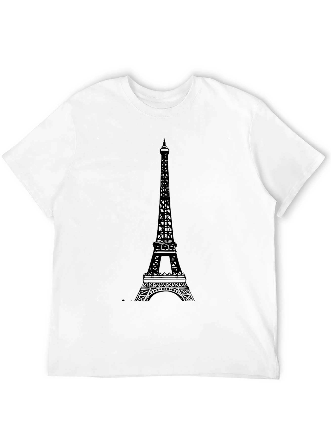Eiffel Tower Graphic Tee - Black Cotton T-Shirt