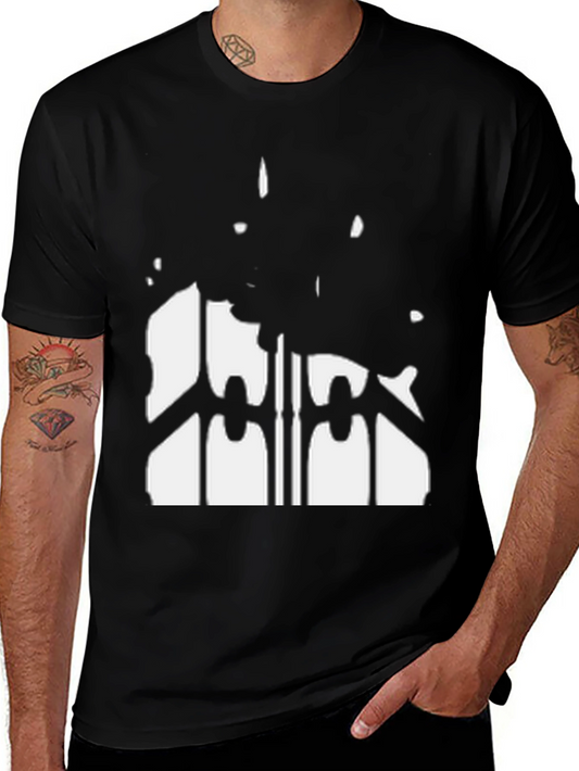 Abstract Silhouette Graphic Print Black T-Shirt