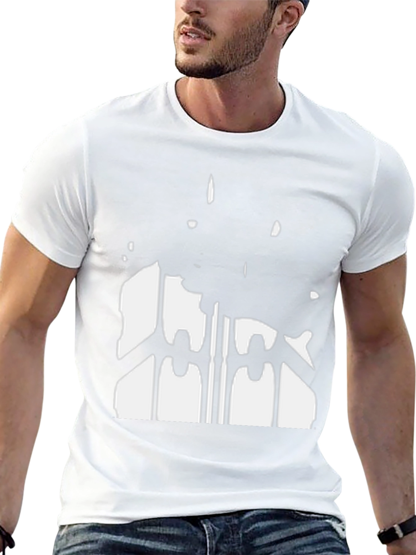 Abstract Silhouette Graphic Print Black T-Shirt