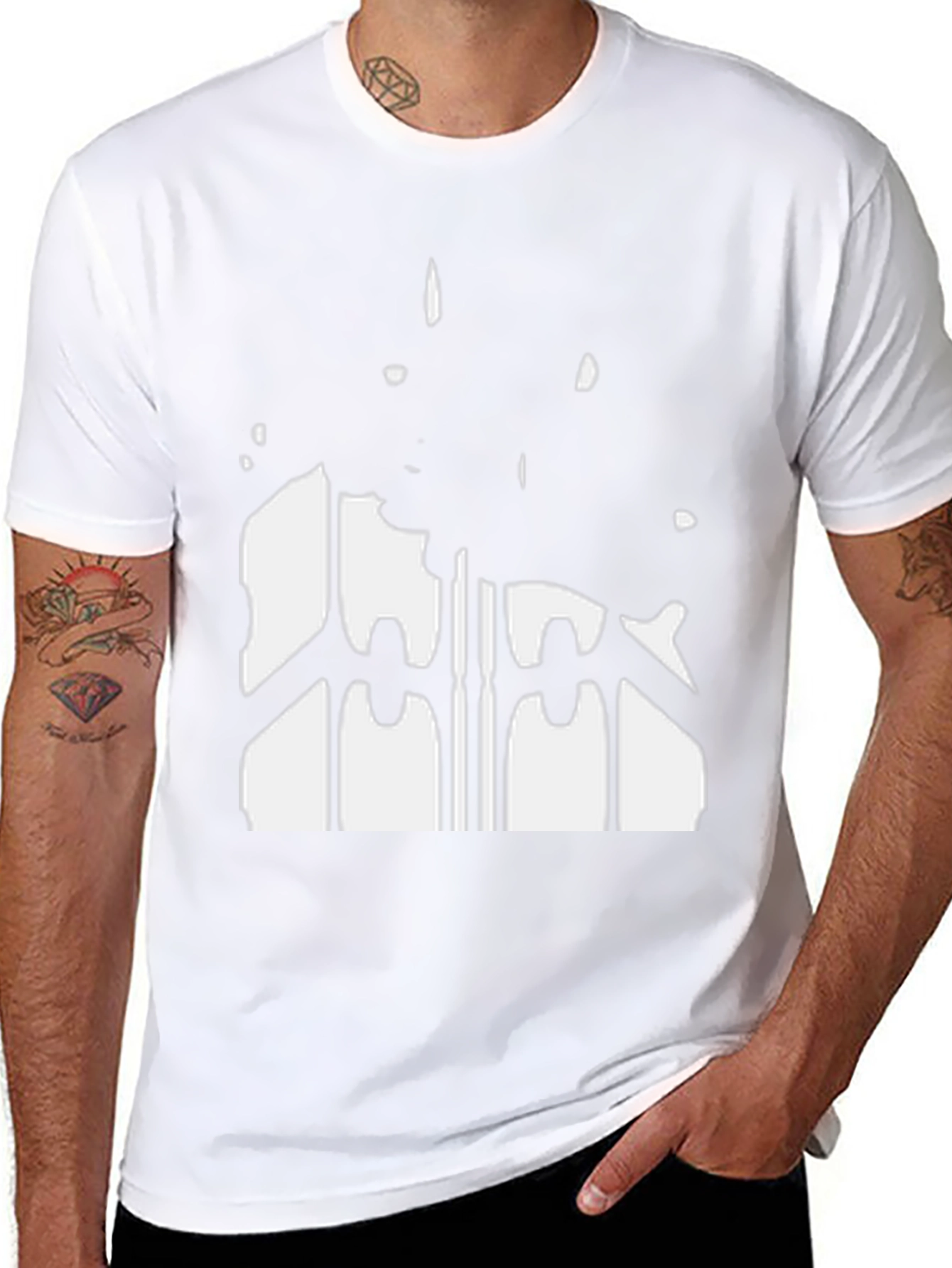 Abstract Silhouette Graphic Print Black T-Shirt