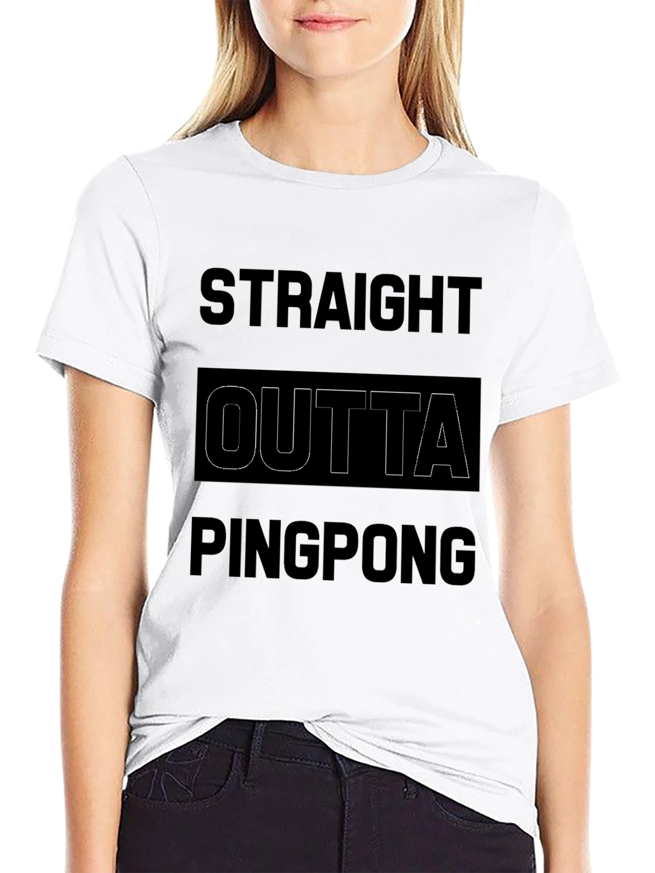 Straight Outta Ping Pong Black Graphic T-Shirt