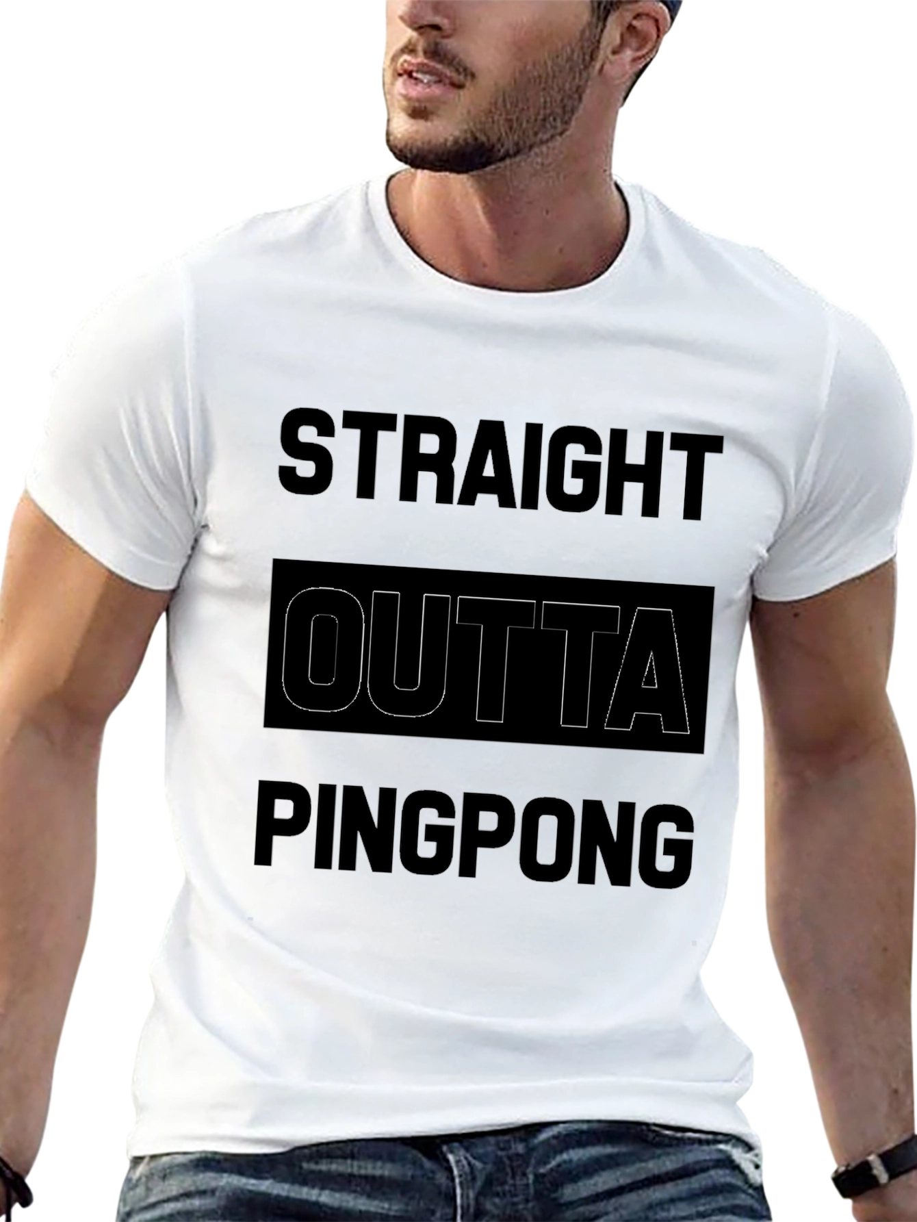 Straight Outta Ping Pong Black Graphic T-Shirt