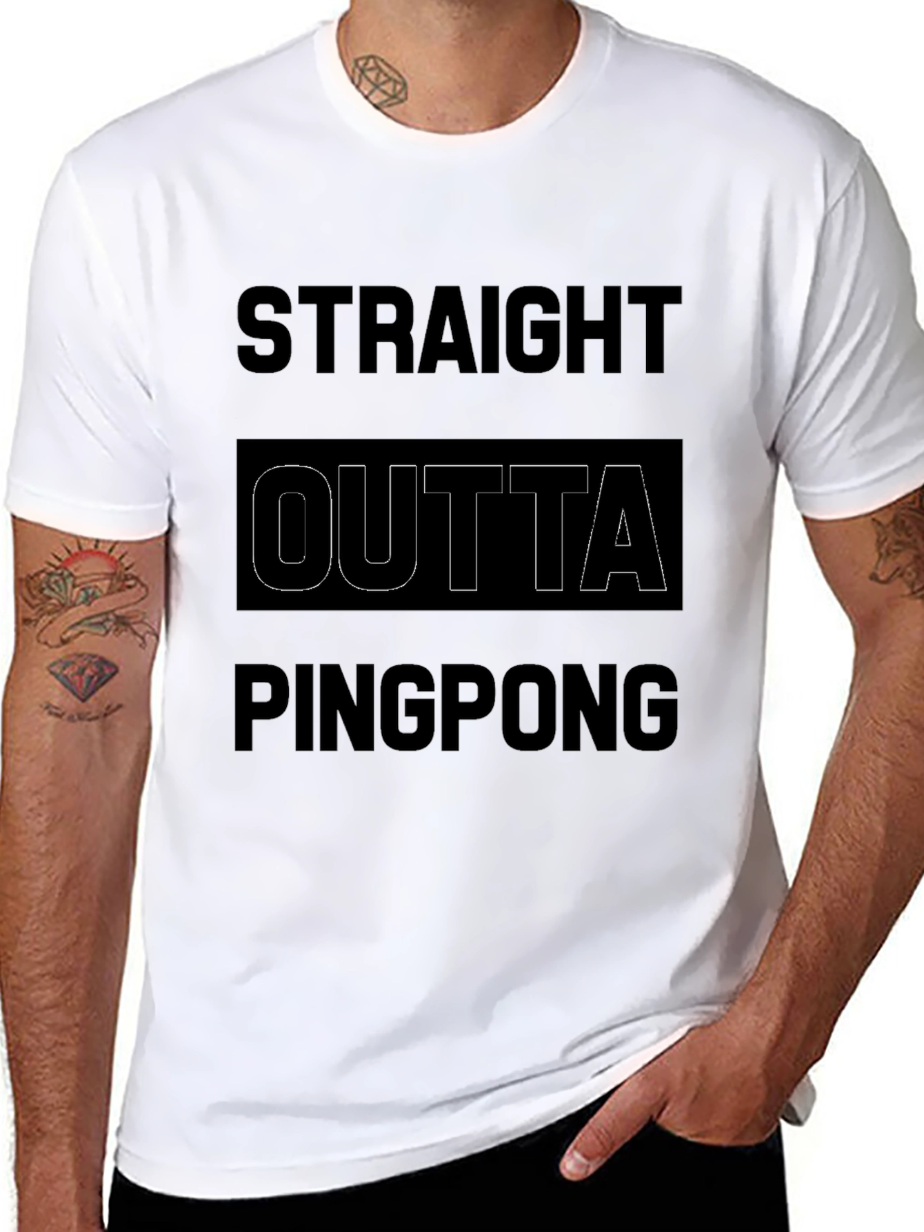 Straight Outta Ping Pong Black Graphic T-Shirt