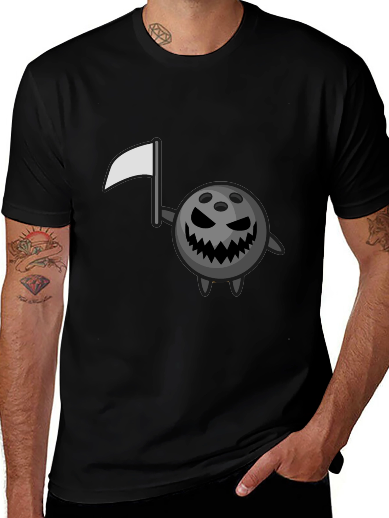 Spooky Bowling Ball Black T-Shirt