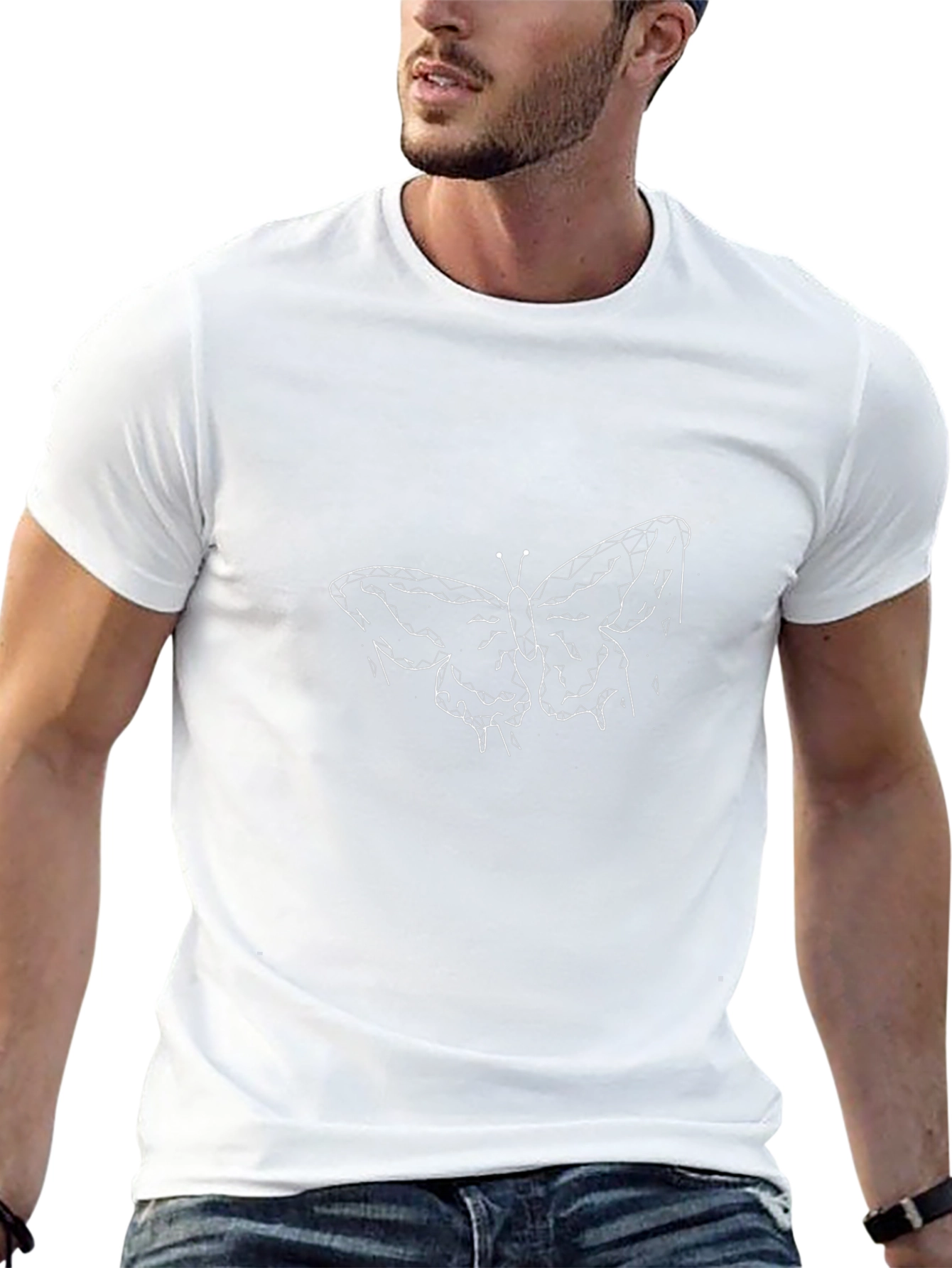 Butterfly Line Art Black T-Shirt