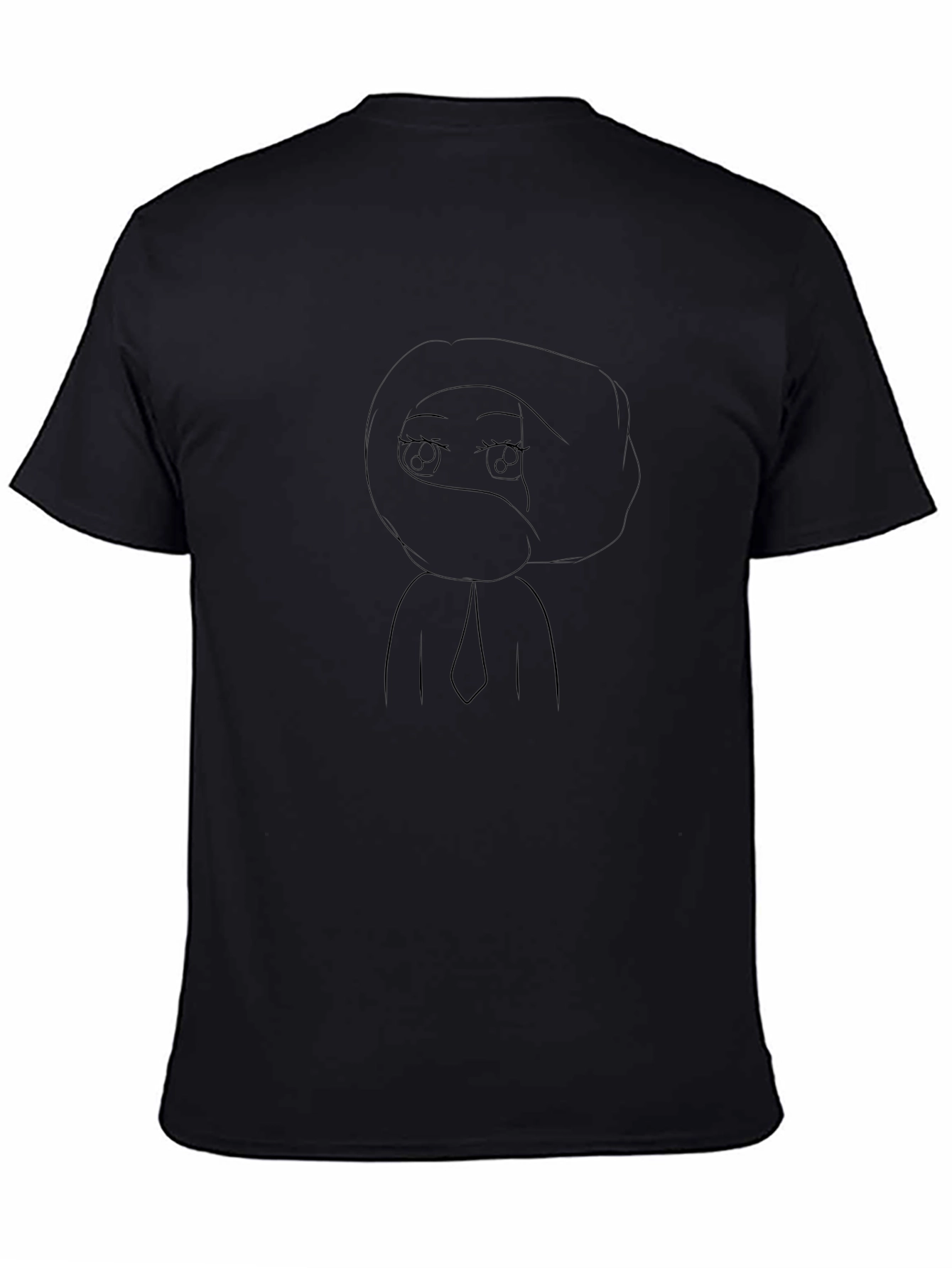 Black T-Shirt with Mystery Girl Print