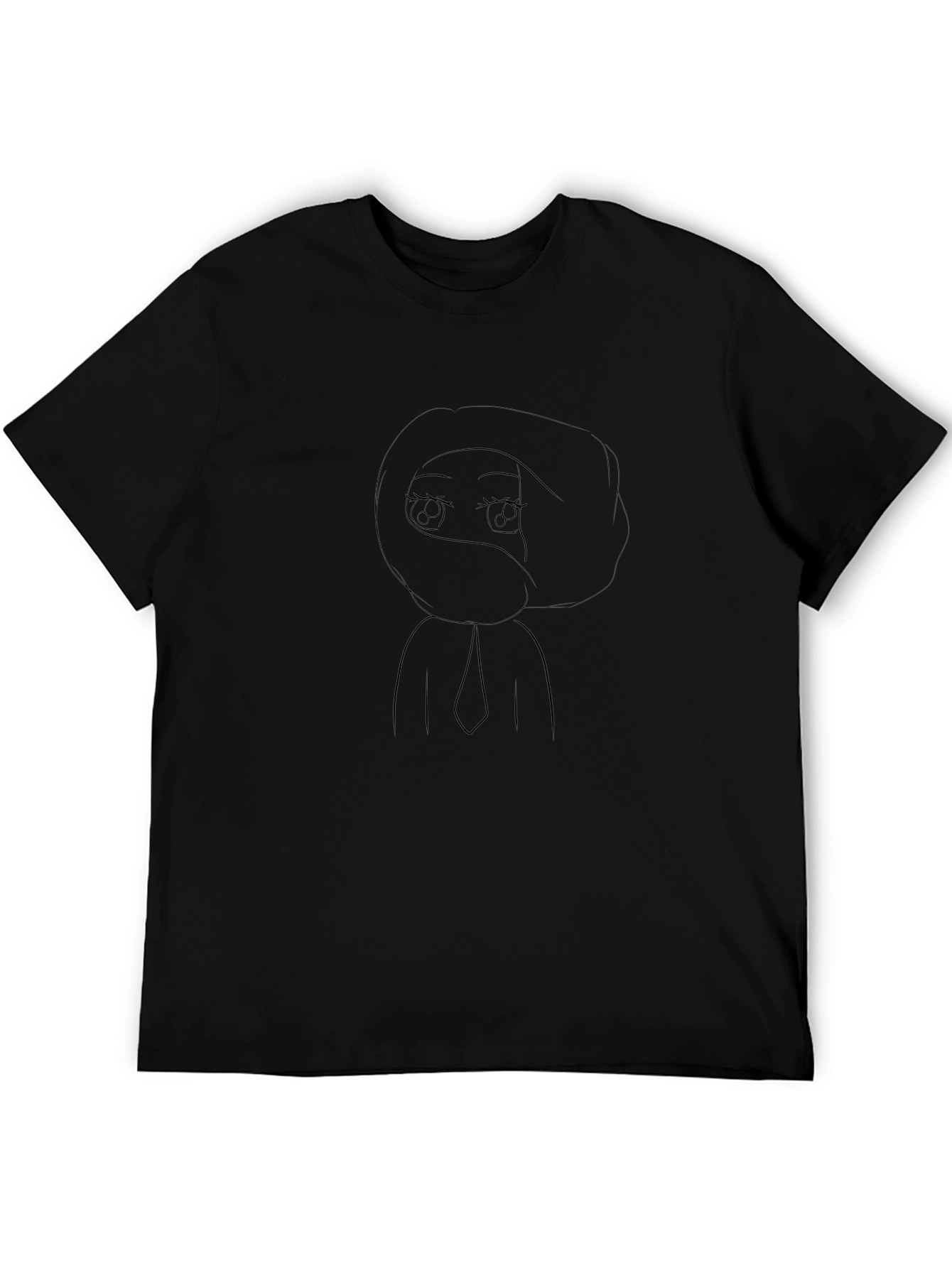 Black T-Shirt with Mystery Girl Print