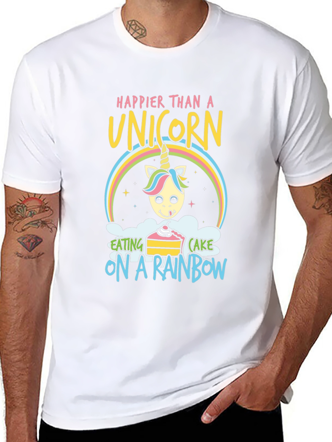 Happy Unicorn Rainbow Cake Graphic Tee