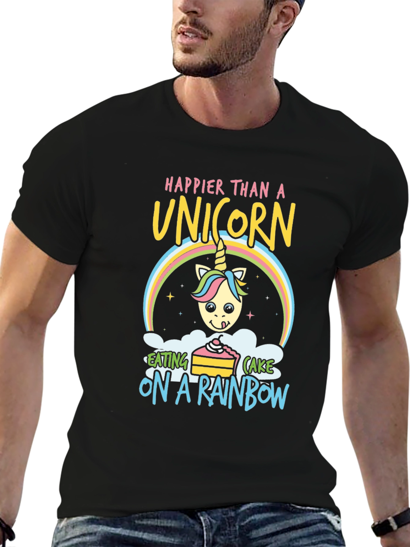 Happy Unicorn Rainbow Cake Graphic Tee