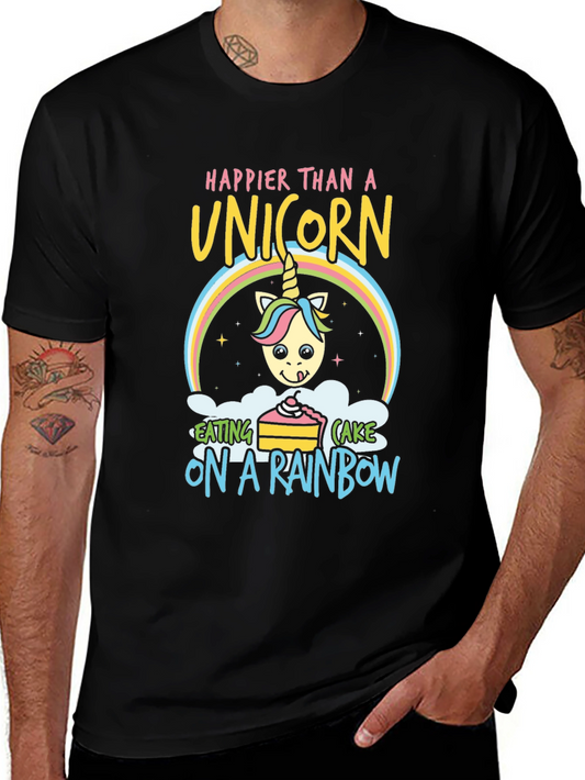 Happy Unicorn Rainbow Cake Graphic Tee