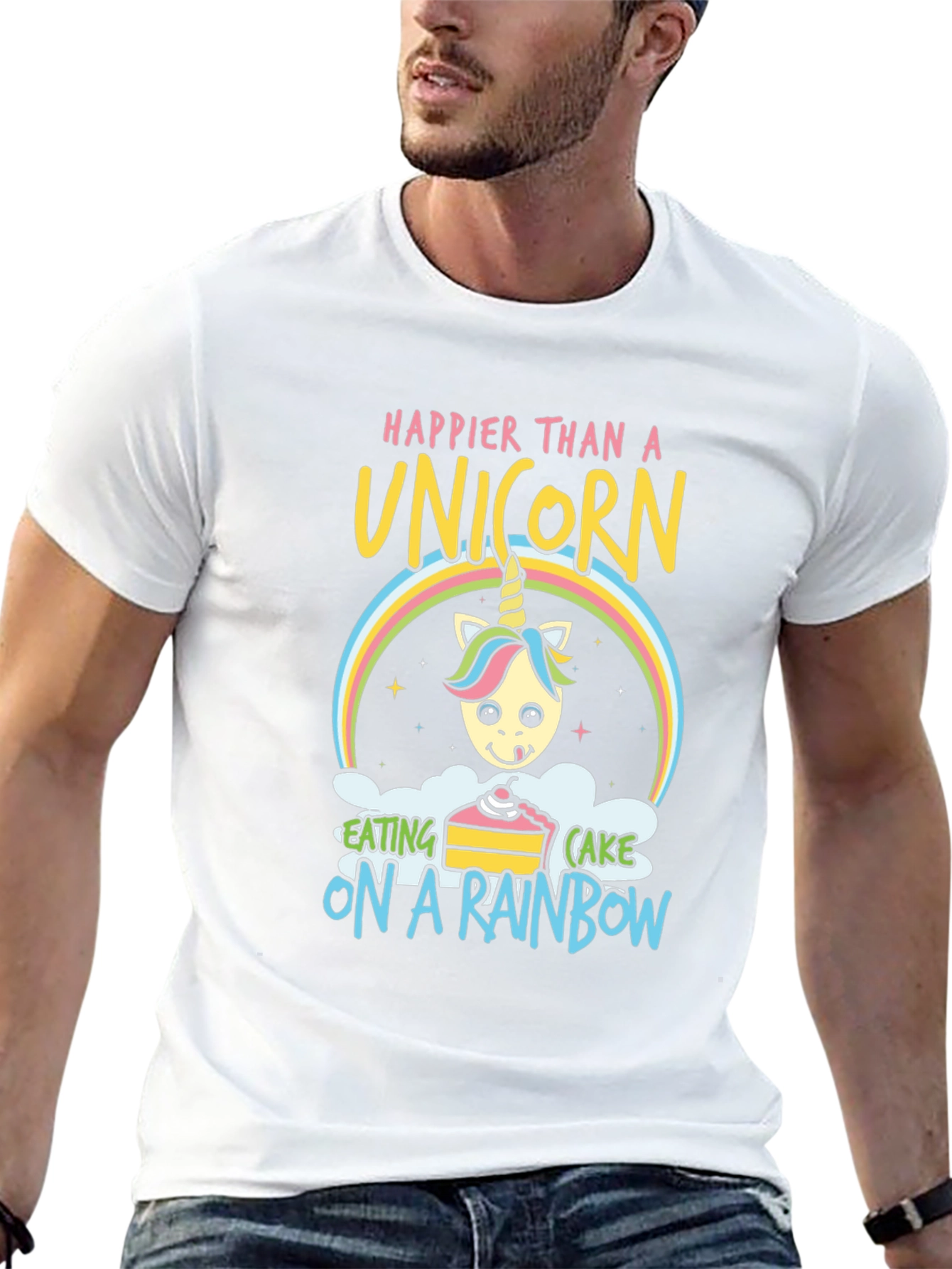 Happy Unicorn Rainbow Cake Graphic Tee