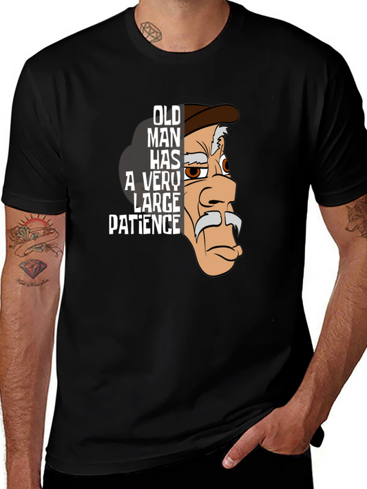 Old Man Patience Graphic Tee - Unique Design Black T-Shirt