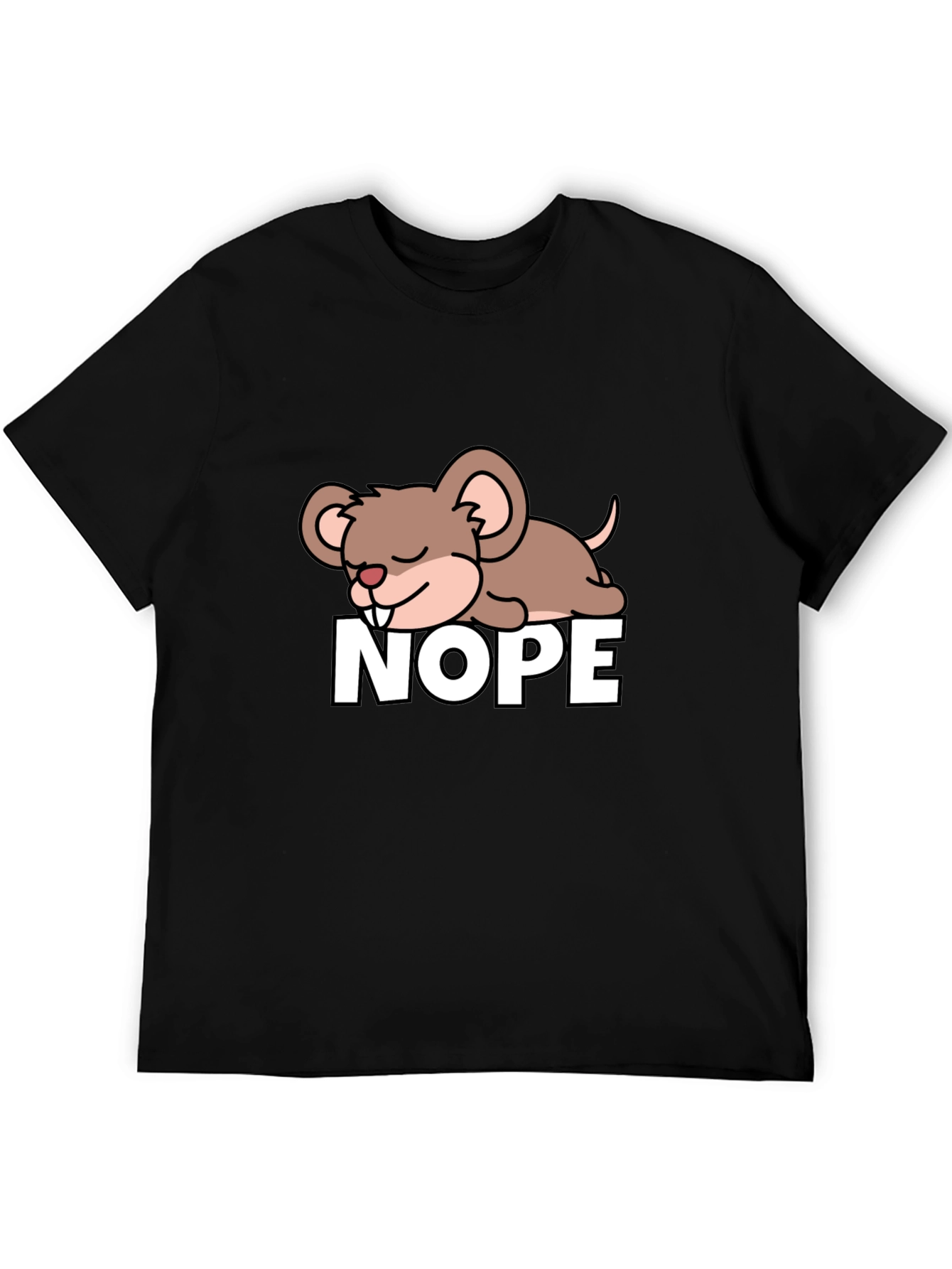Cute NOPE Mouse Graphic Tee - Unisex Black T-Shirt