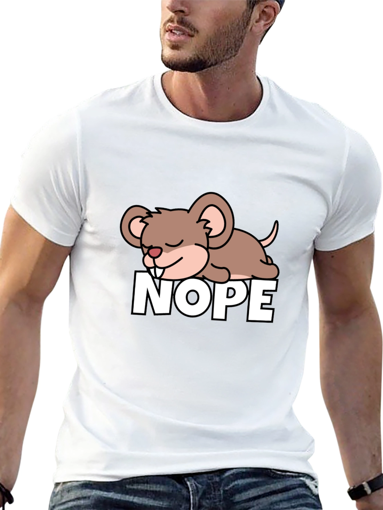 Cute NOPE Mouse Graphic Tee - Unisex Black T-Shirt