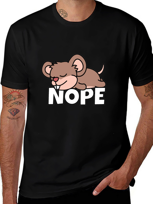 Cute NOPE Mouse Graphic Tee - Unisex Black T-Shirt