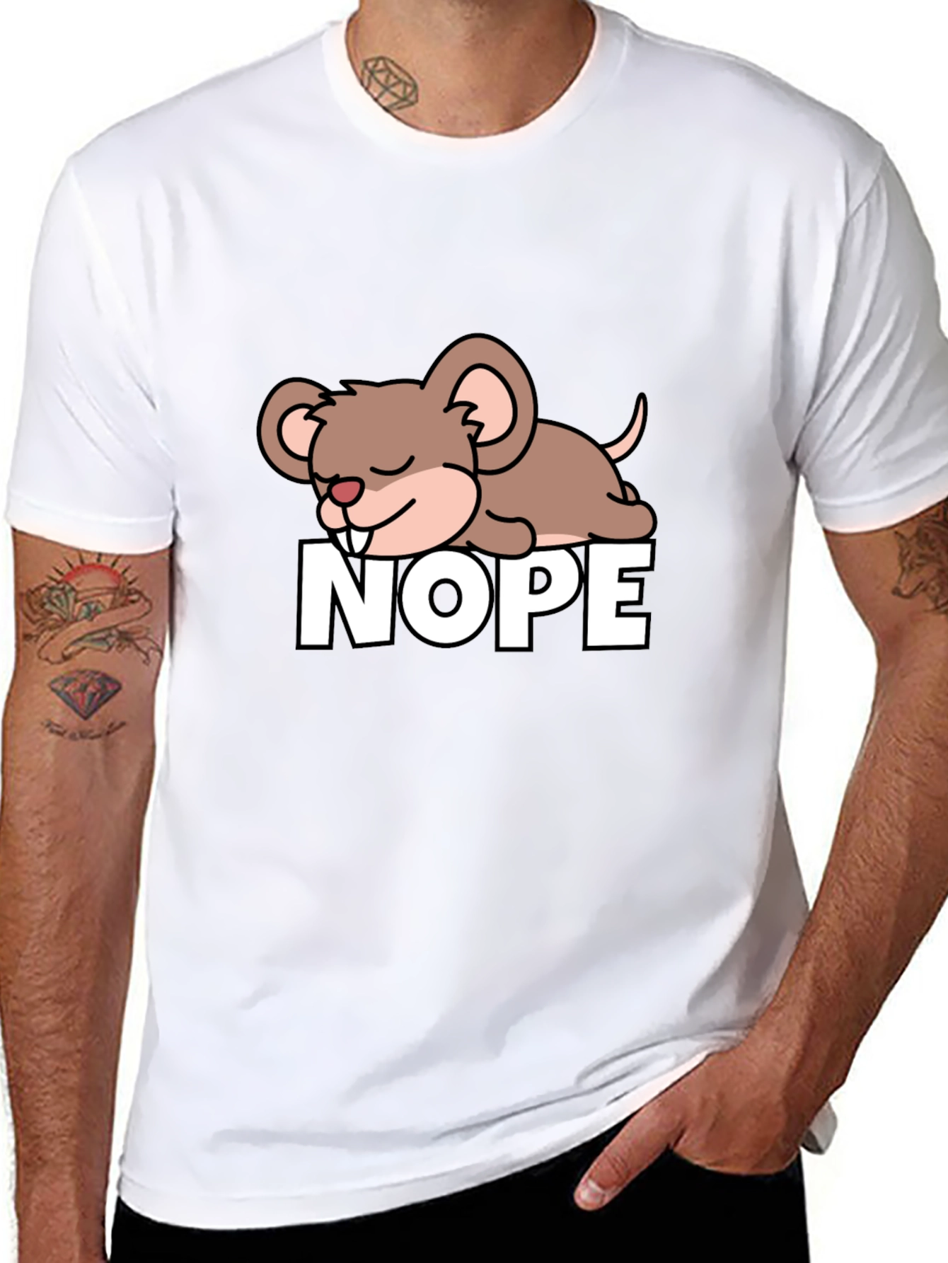 Cute NOPE Mouse Graphic Tee - Unisex Black T-Shirt
