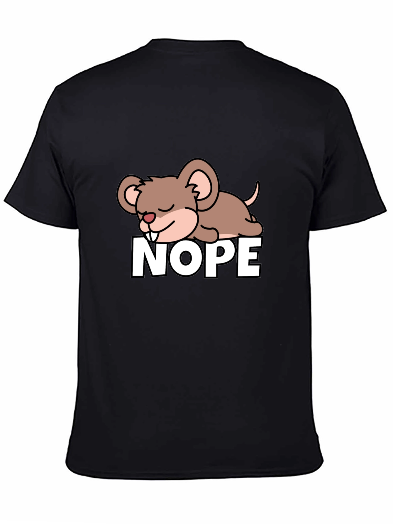 Cute NOPE Mouse Graphic Tee - Unisex Black T-Shirt