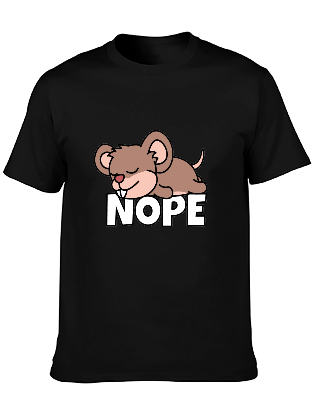 Cute NOPE Mouse Graphic Tee - Unisex Black T-Shirt