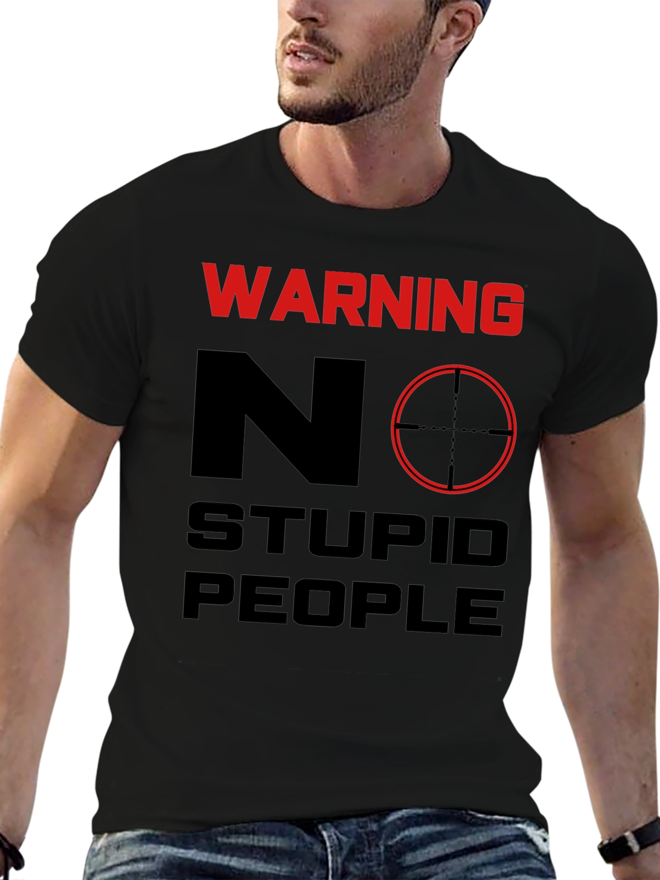 Warning No Stupid People Graphic Tee