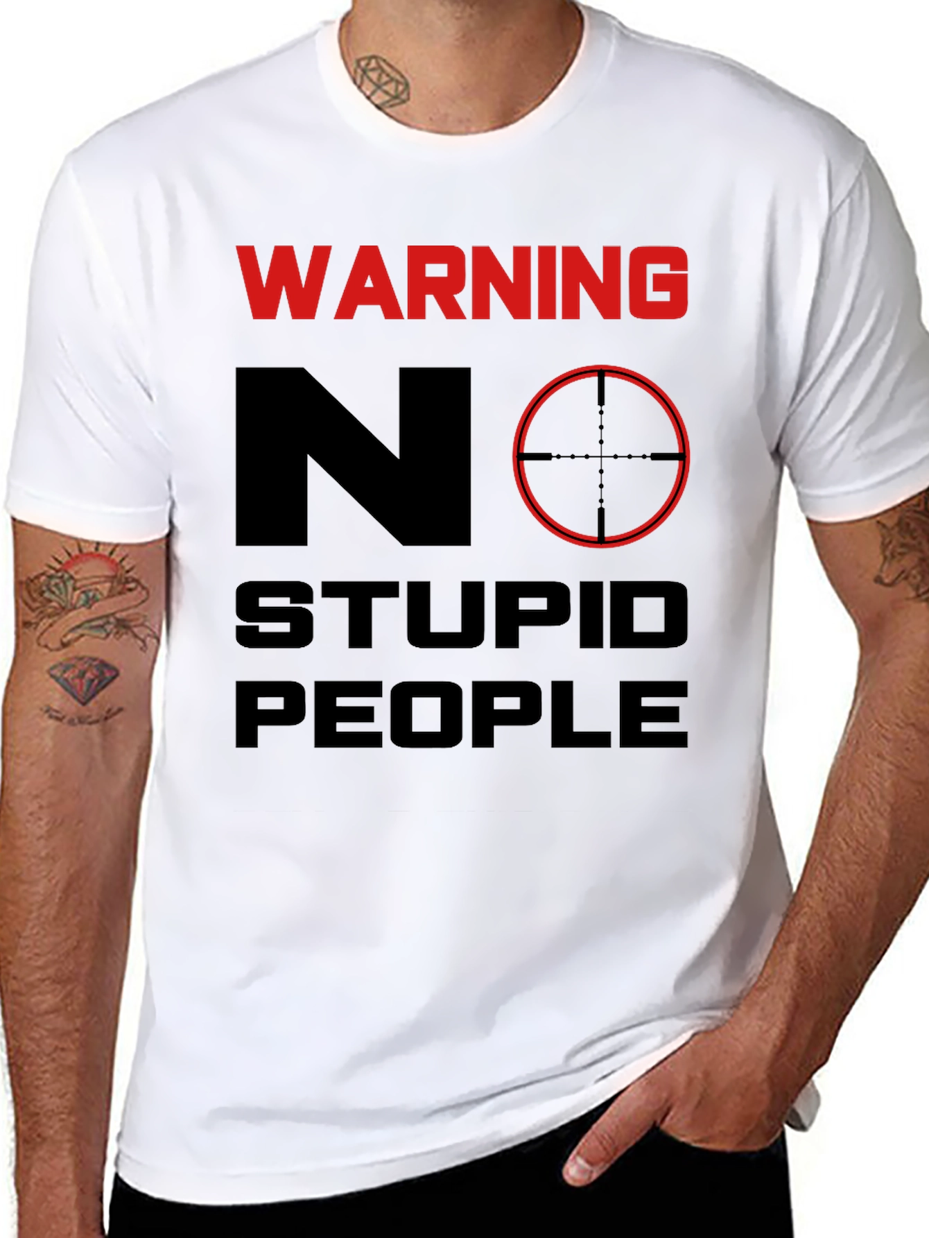Warning No Stupid People Graphic Tee