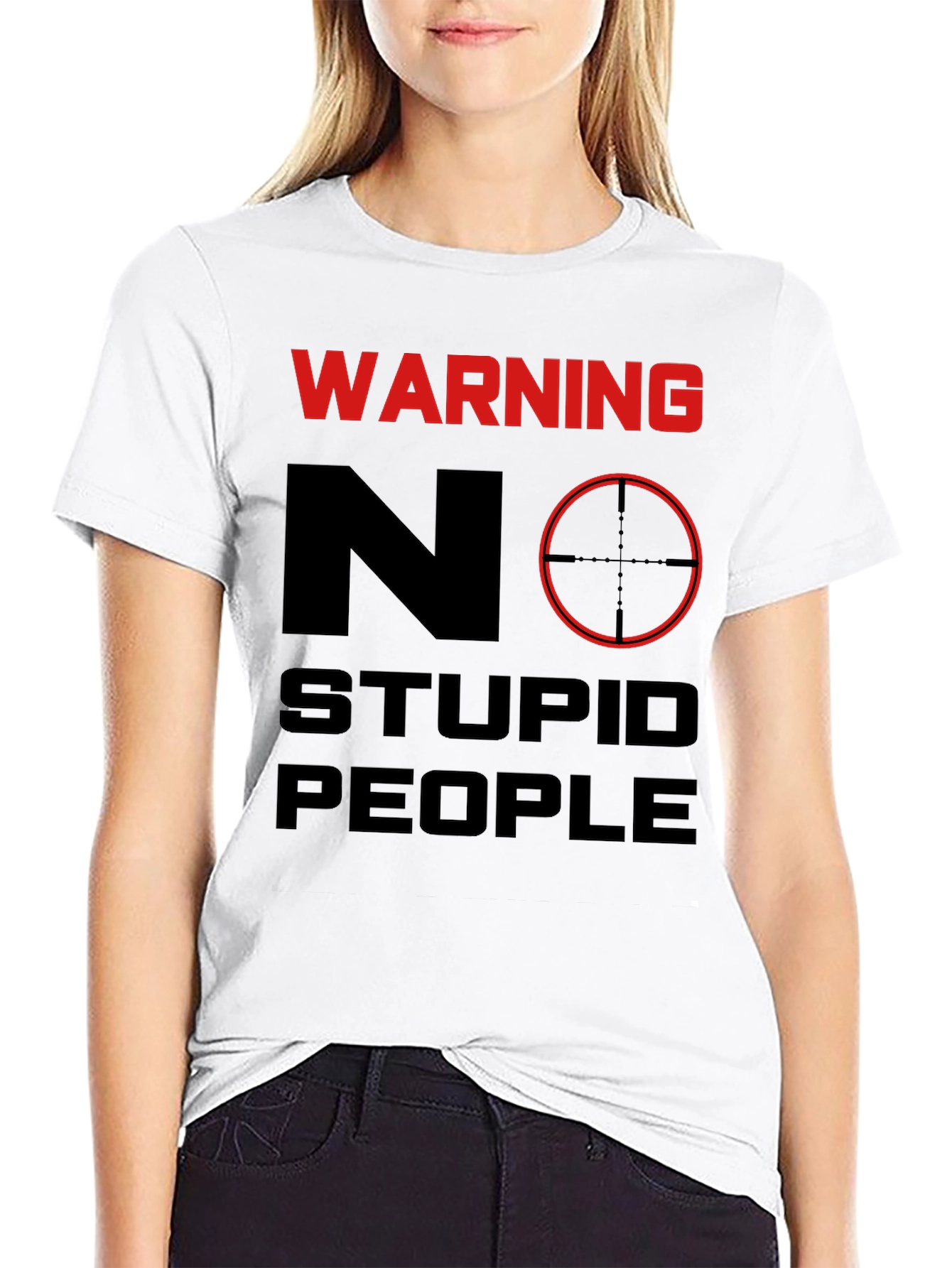 Warning No Stupid People Graphic Tee