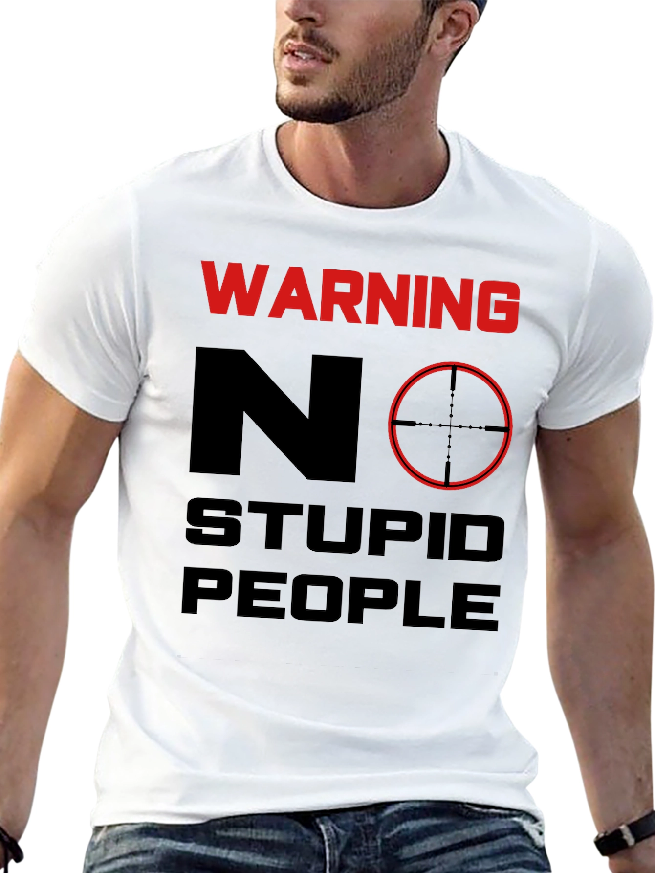 Warning No Stupid People Graphic Tee