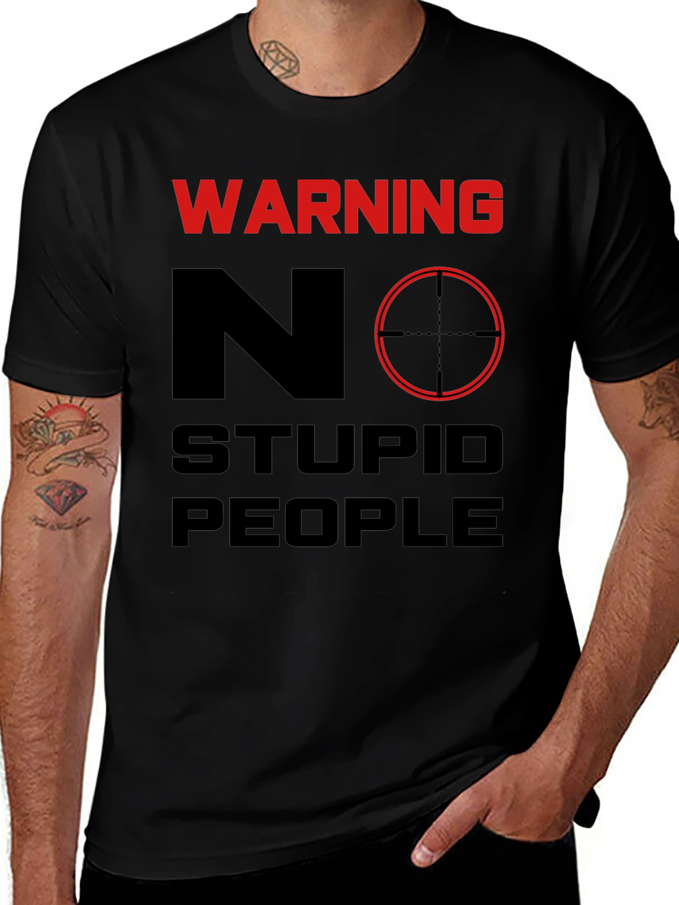 Warning No Stupid People Graphic Tee