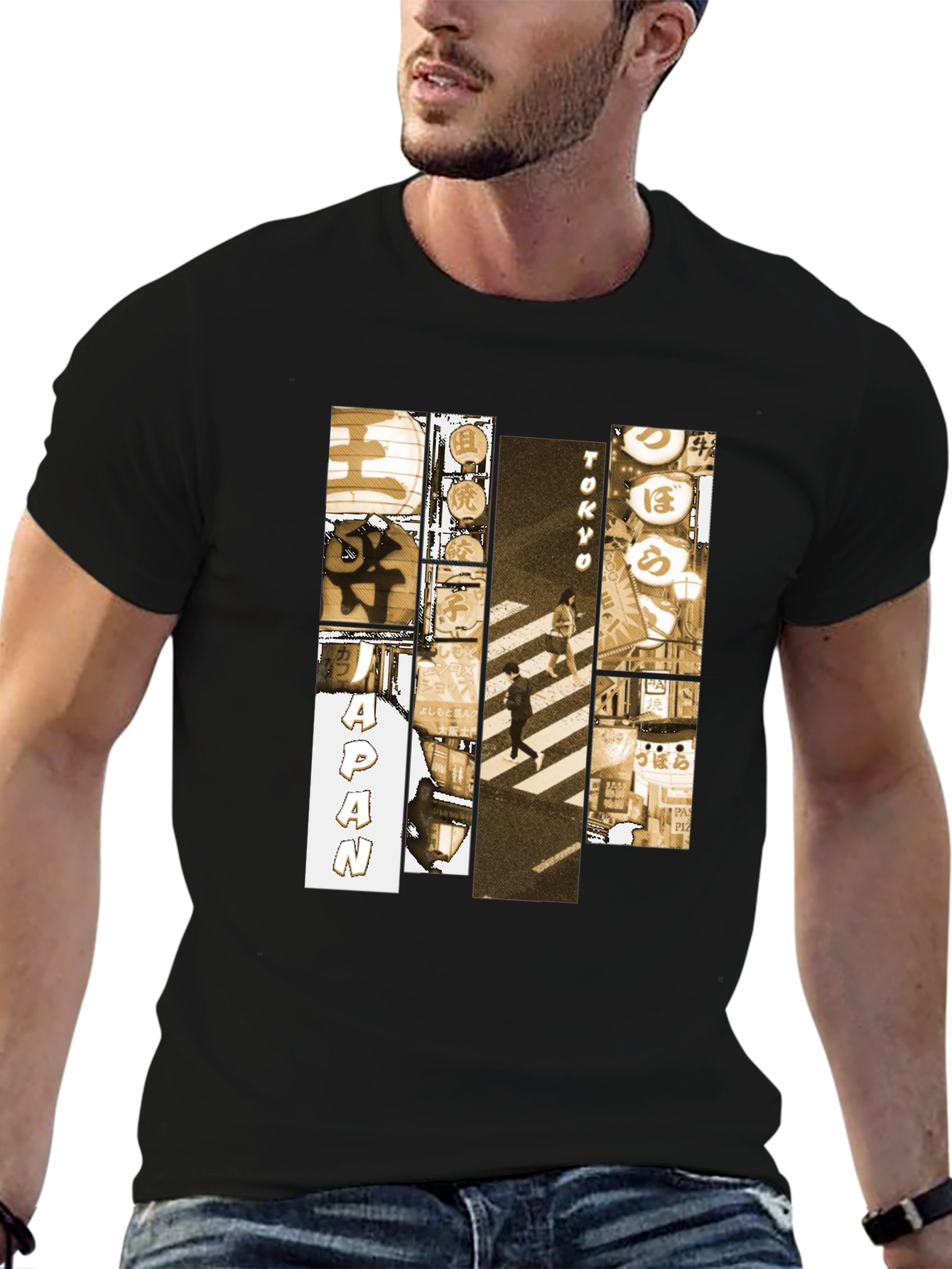 Tokyo Japan Graphic Print Black T-Shirt