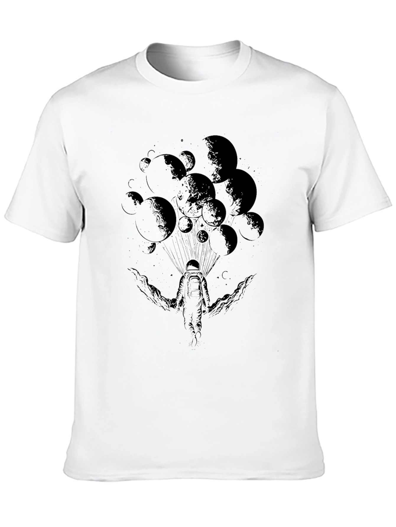 Astronaut Moon Graphic Tee - Black Cotton T-Shirt