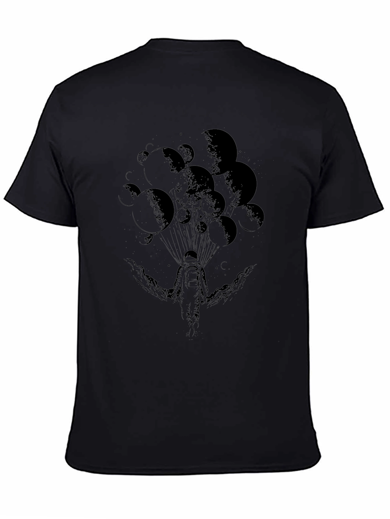 Astronaut Moon Graphic Tee - Black Cotton T-Shirt