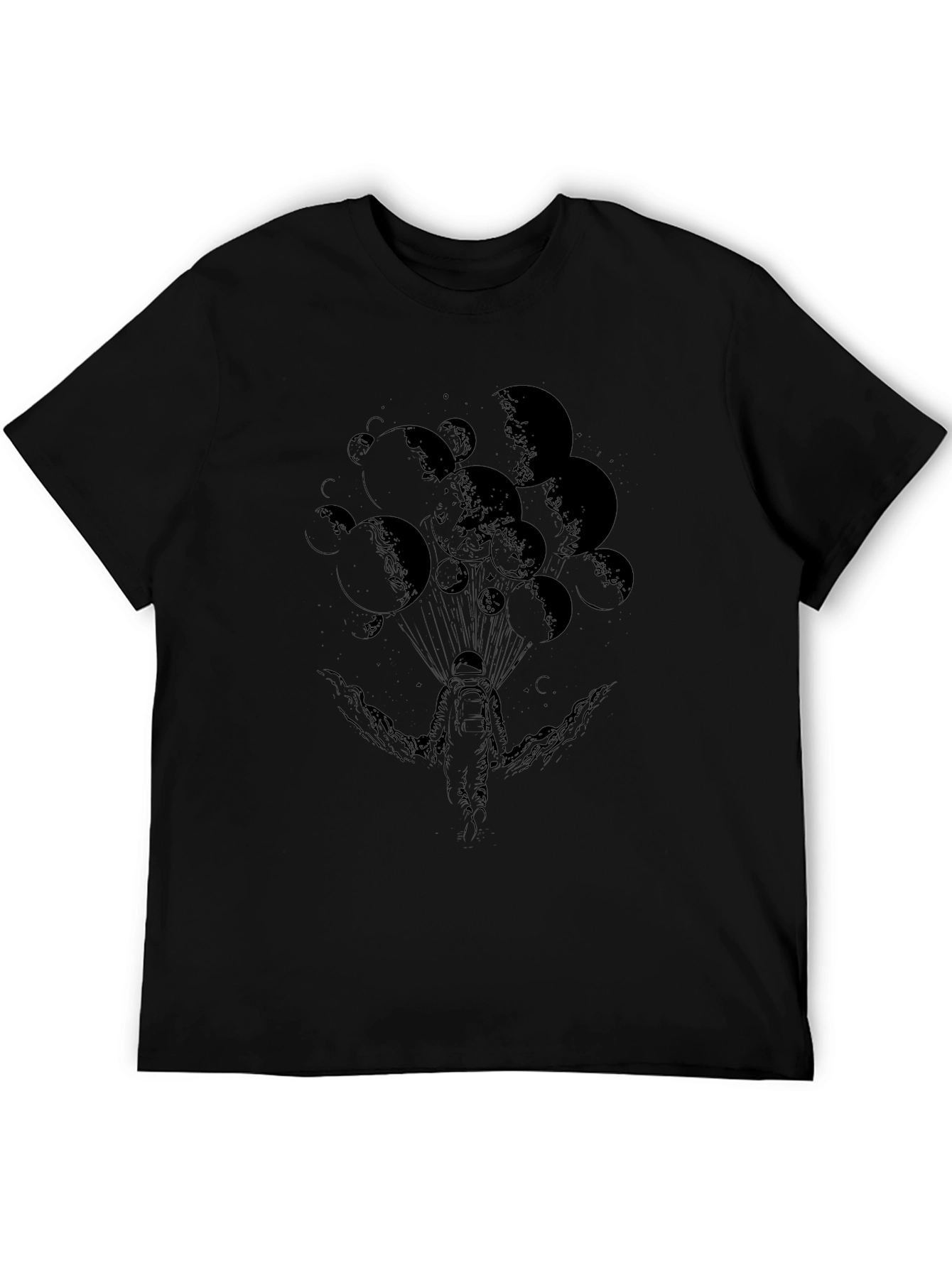 Astronaut Moon Graphic Tee - Black Cotton T-Shirt
