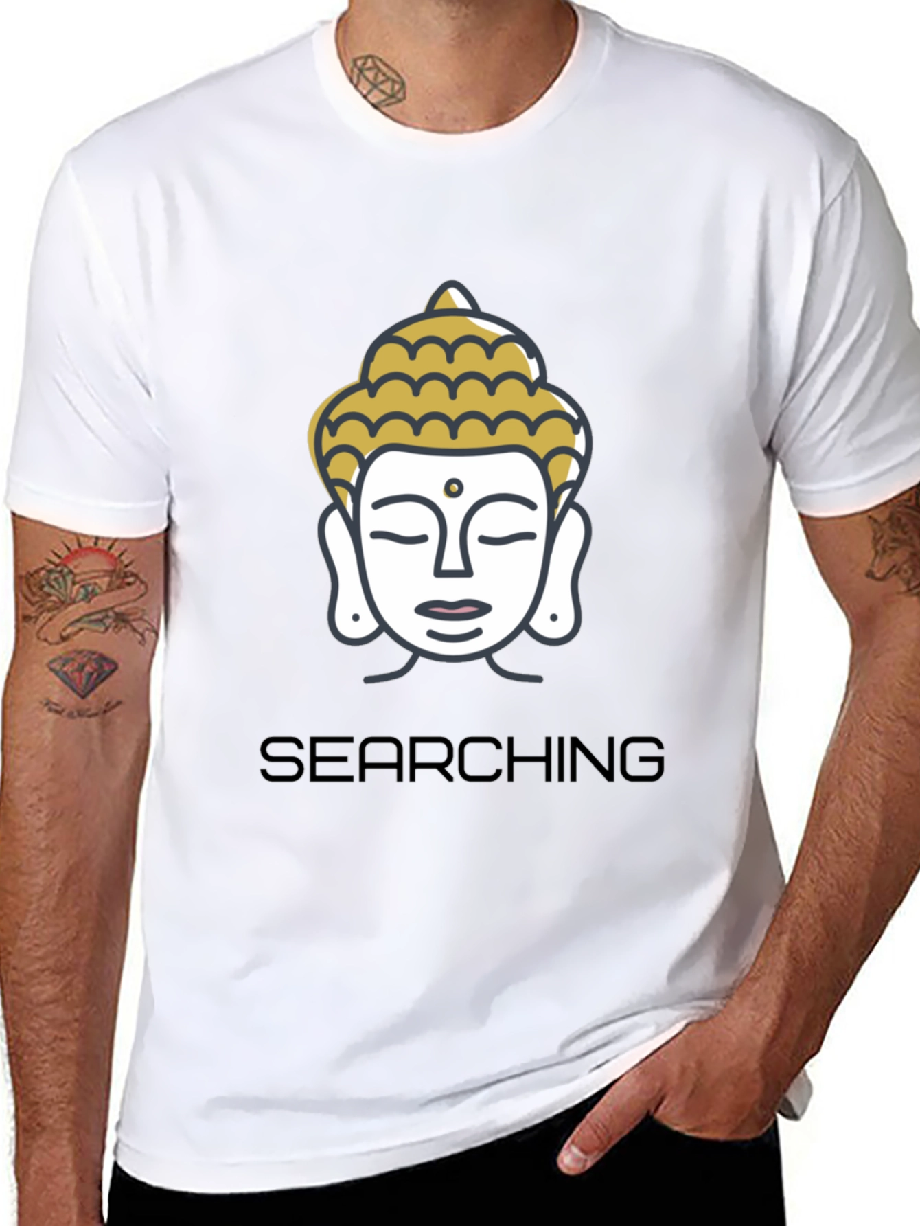 Searching Buddha Black Graphic Tee
